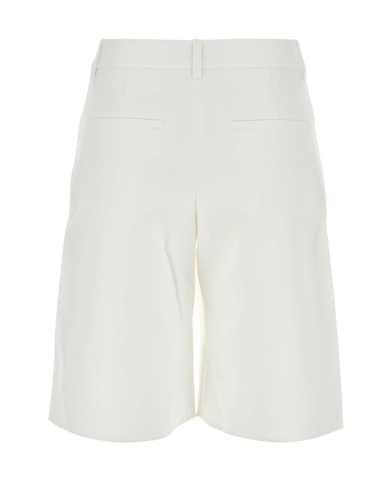 Valentino Garavani White Cotton Blend Shorts - BIANCO