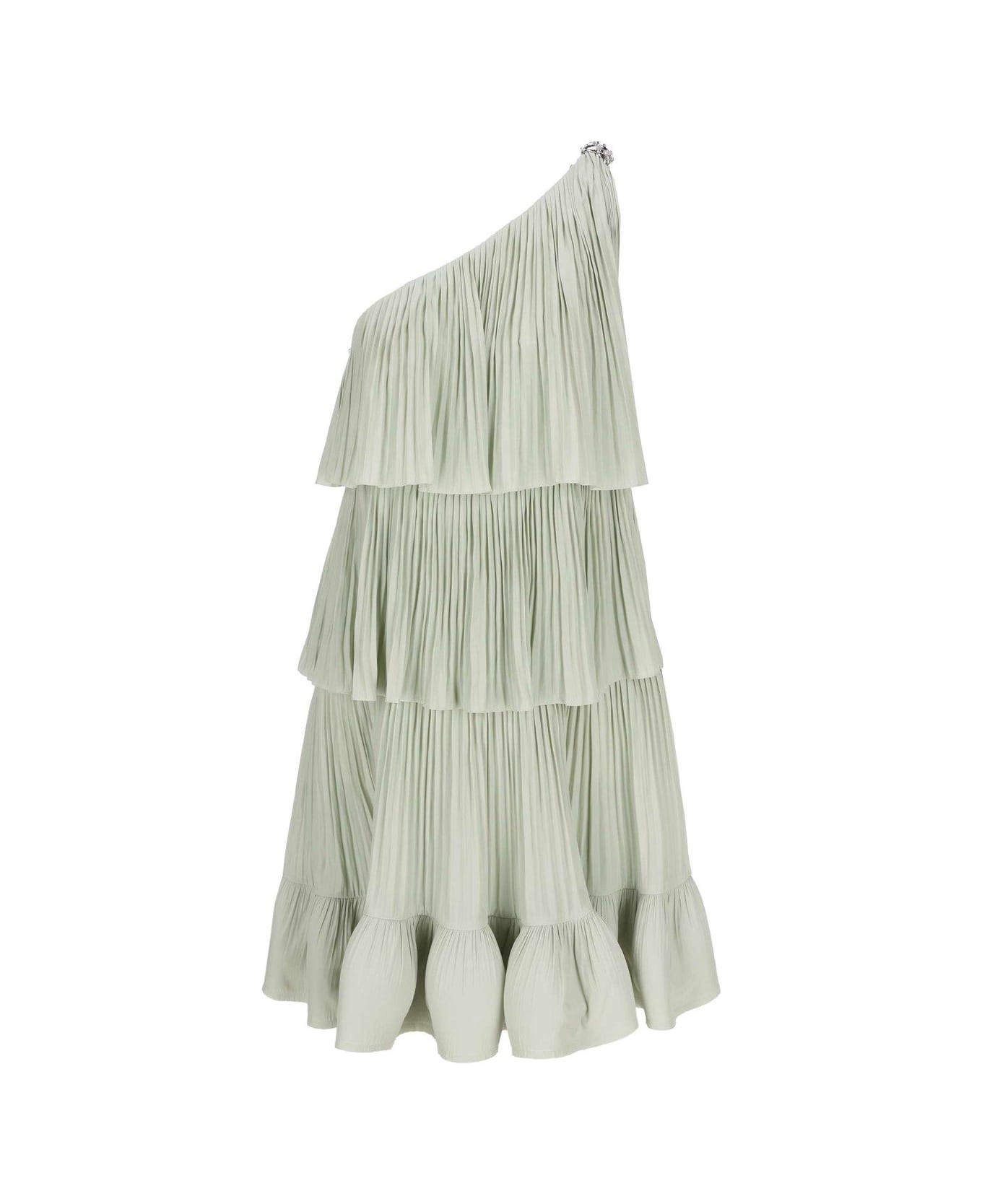 Lanvin Ruffle Midi Asymmetric Dress - GREEN