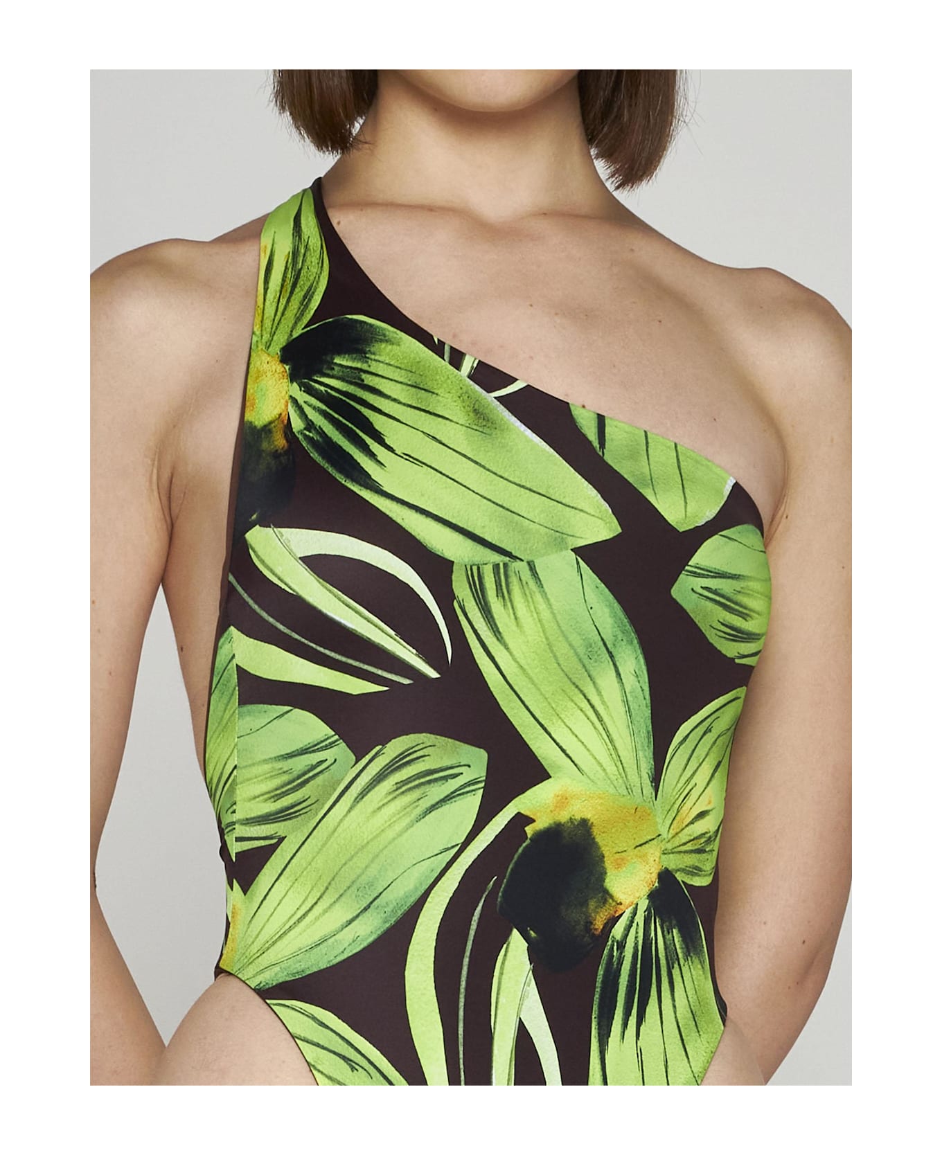 Louisa Ballou Plunge Print Swimsuit - Green