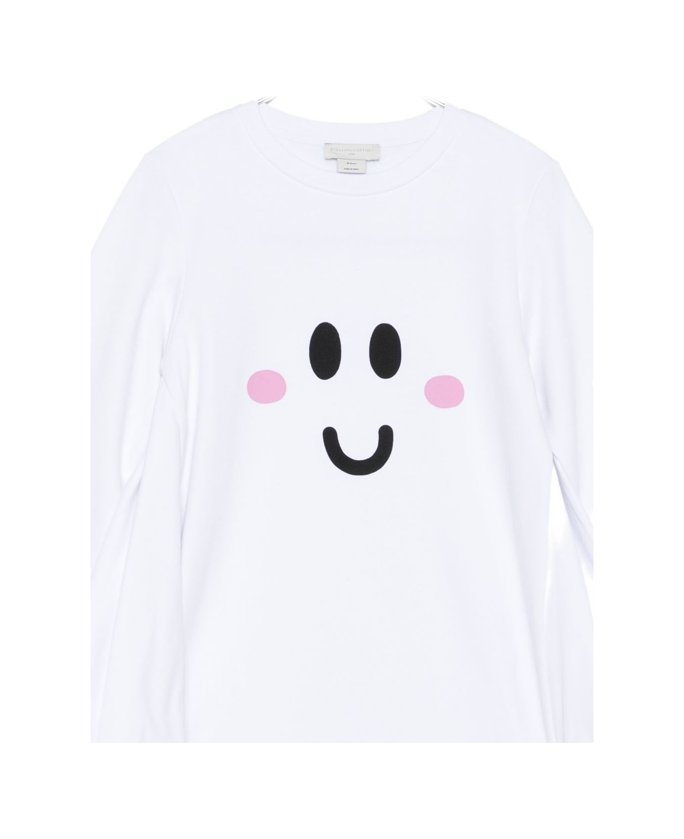 Stella McCartney Kids White Cotton Dress With Smiley Face - White