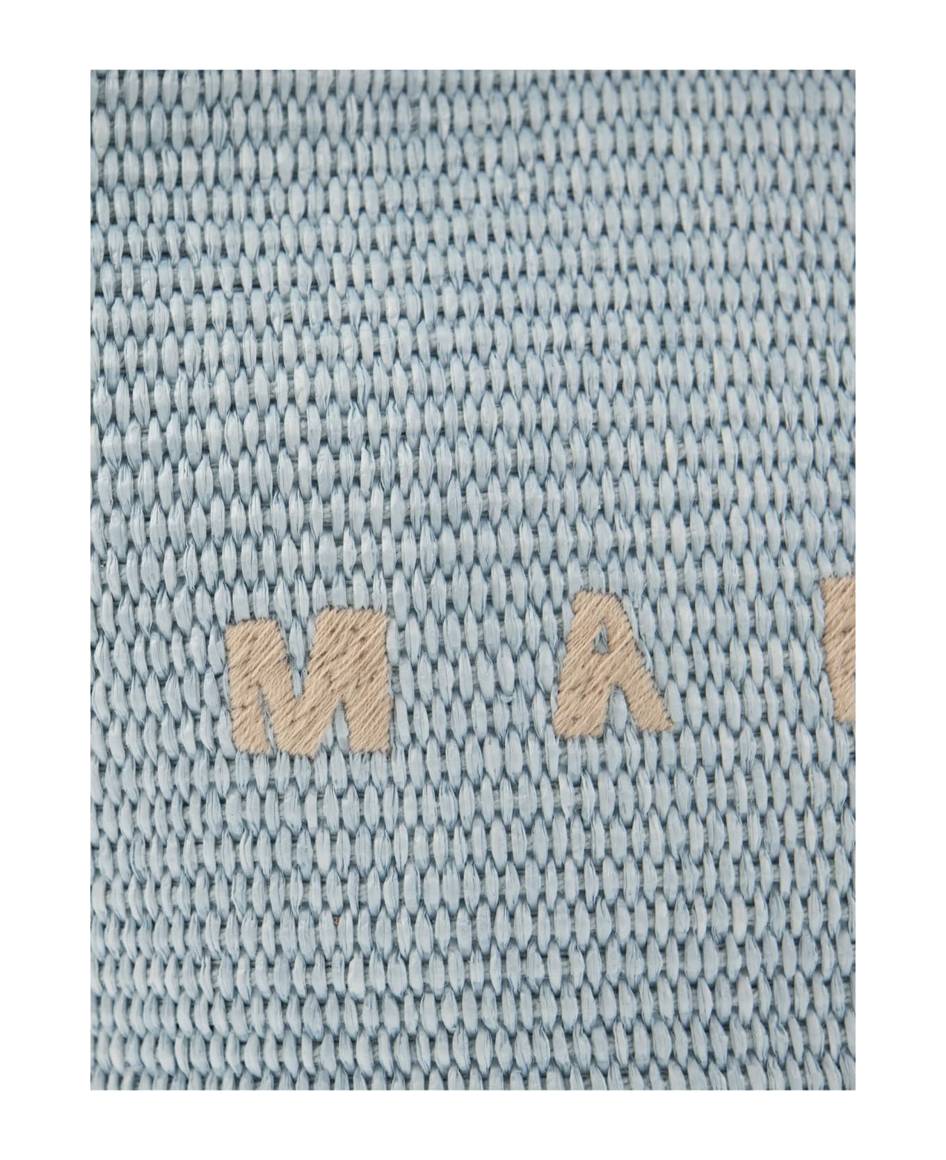 Marni Aura Tote In Cyan Leather - Light Blue
