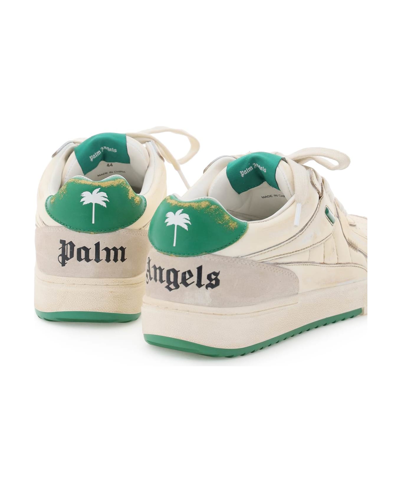 Palm Angels University Leather Sneakers - White Green スニーカー