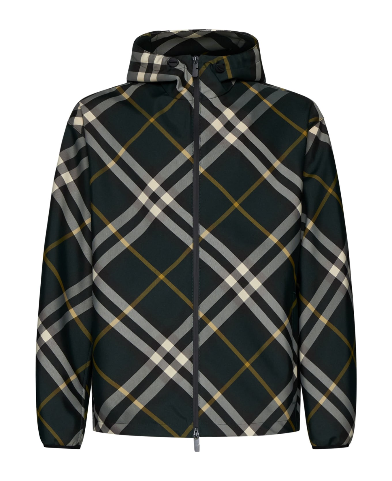 Burberry Logo Embroidered Check-pattern Zipped Hooded Jacket - Ivy ip check ジャケット