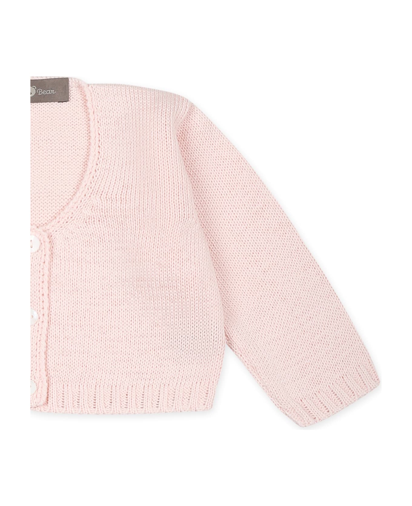 Little Bear Pink Cardigan For Baby Girl - Pink