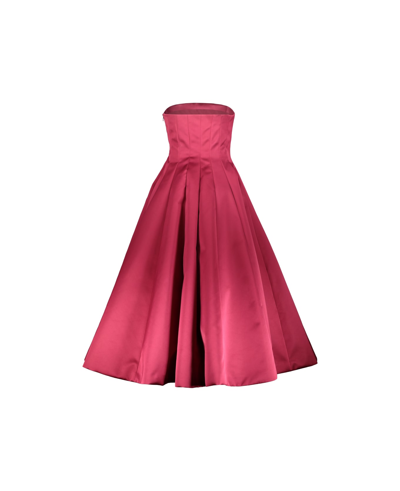 Rochas Bustier Midi Dress In Duchesse - Xbright Pink