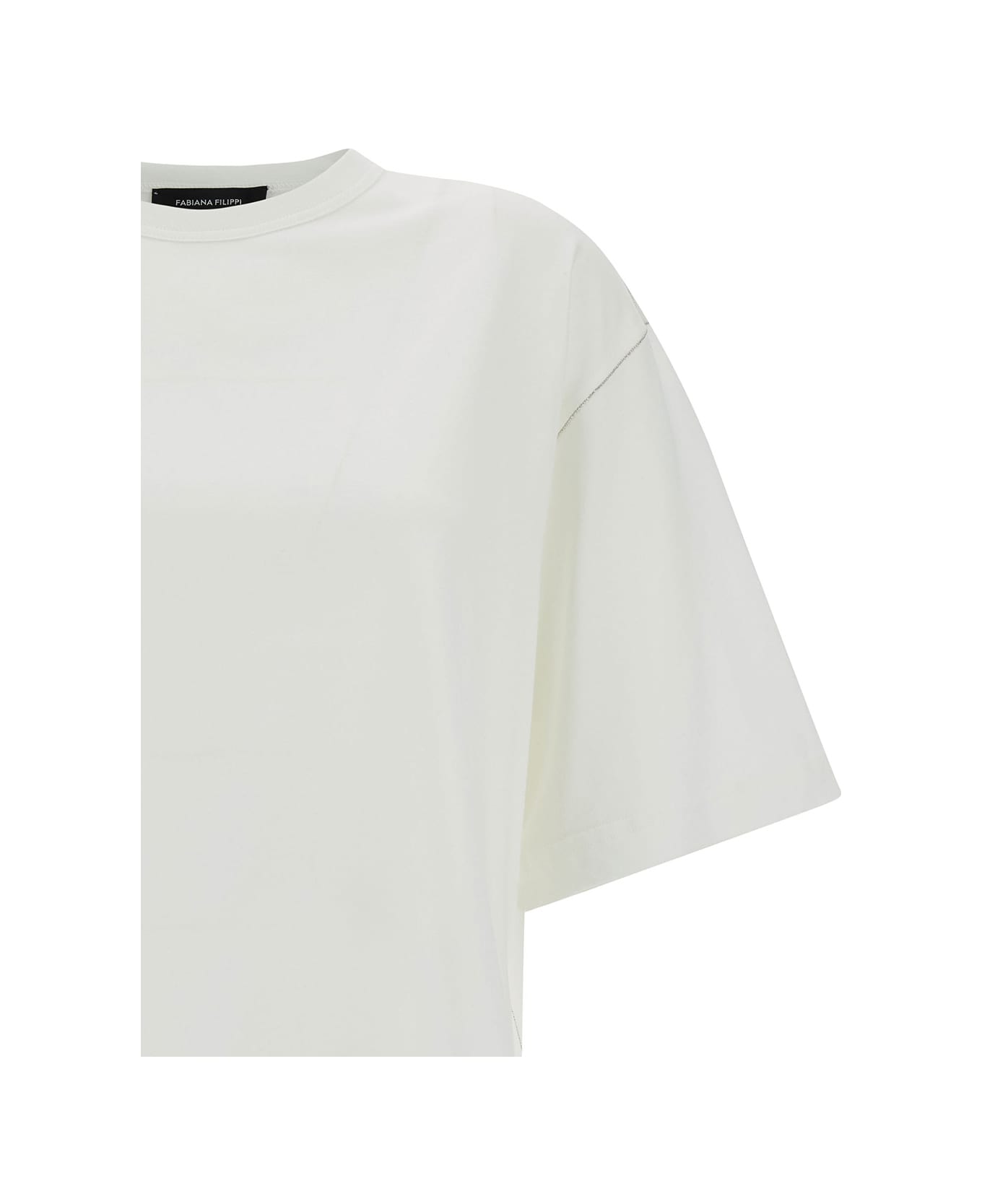 Fabiana Filippi Oversized White Crewneck T-shirt In Cotton Woman - White