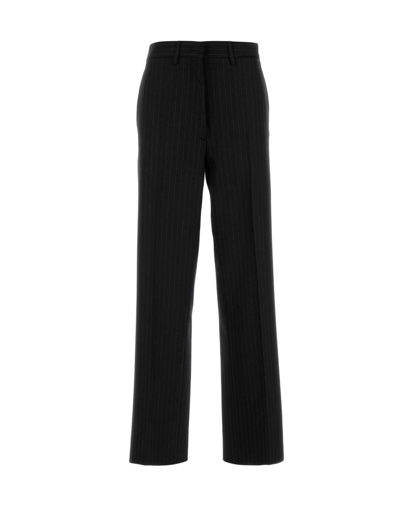 Miu Miu Embroidered Stretch Wool Palazzo Pant - NERO