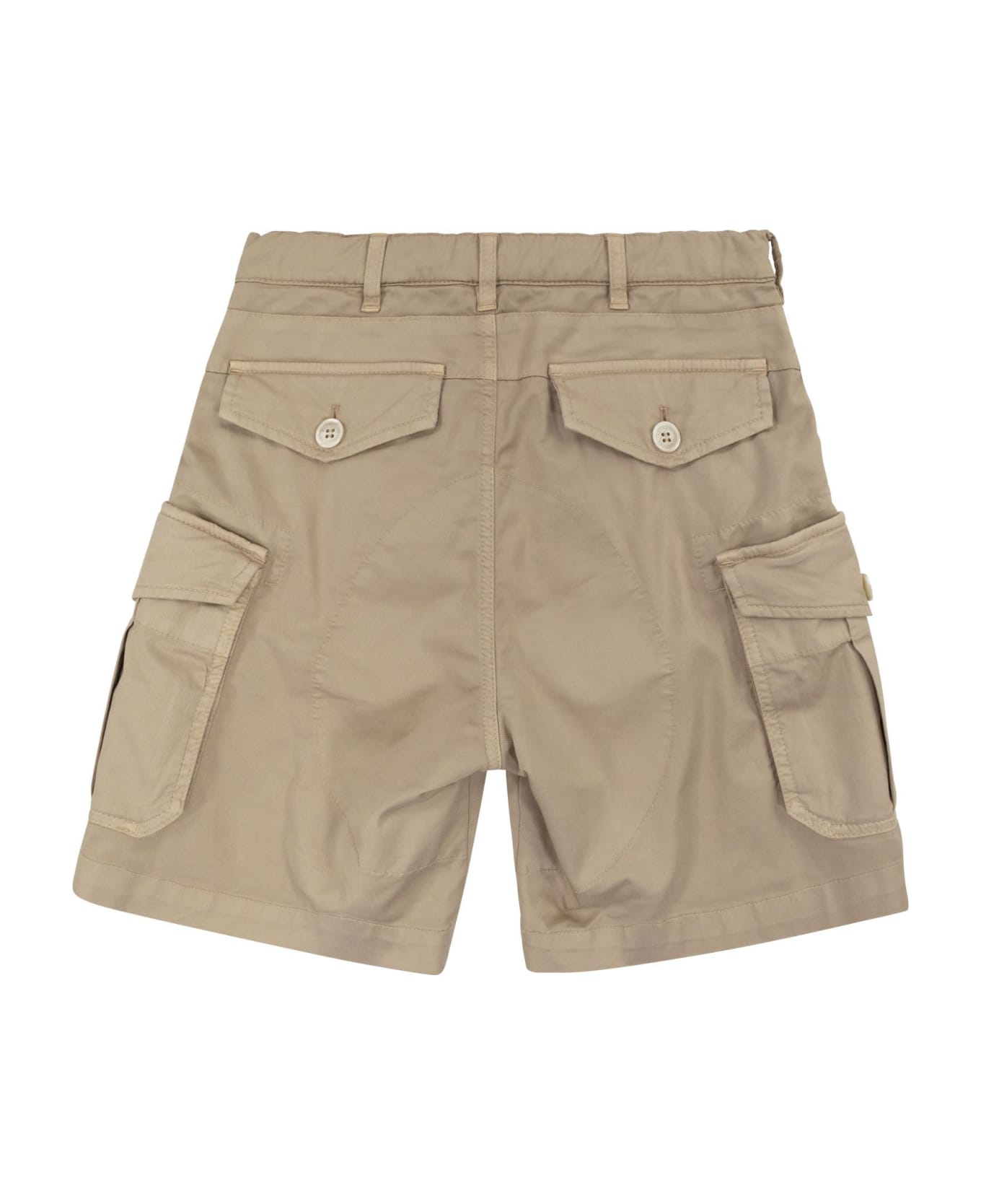 Brunello Cucinelli Garment-dyed American Pima Comfort Cotton Gabardine Bermuda Shorts With Cargo Pockets - Hazelnut