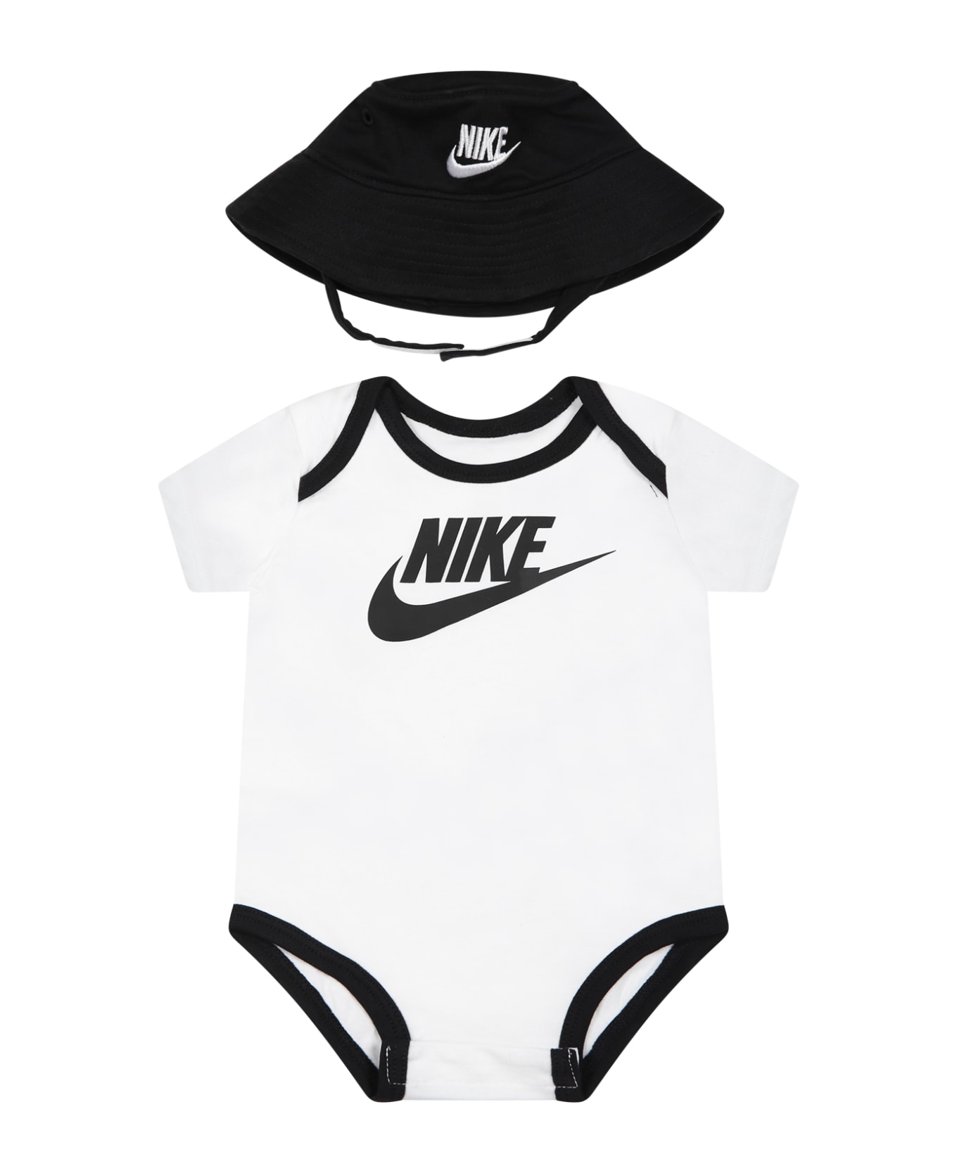 Nike White Set For Baby Kids With Iconic Swoosh - White ボディスーツ＆セットアップ