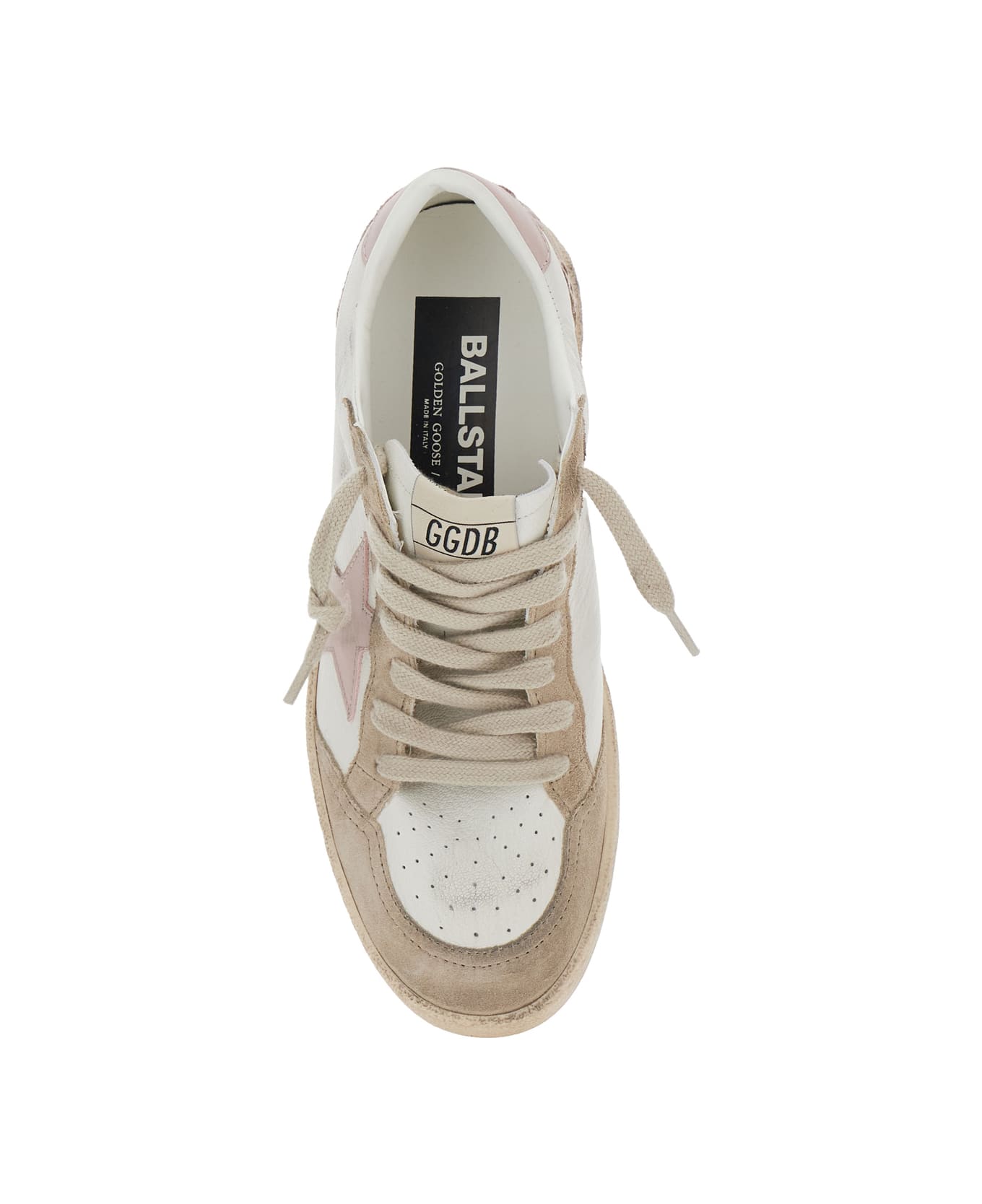 Golden Goose Ballstar Nappa Upper Suede Toe And Spur Leather Star And Heel - White