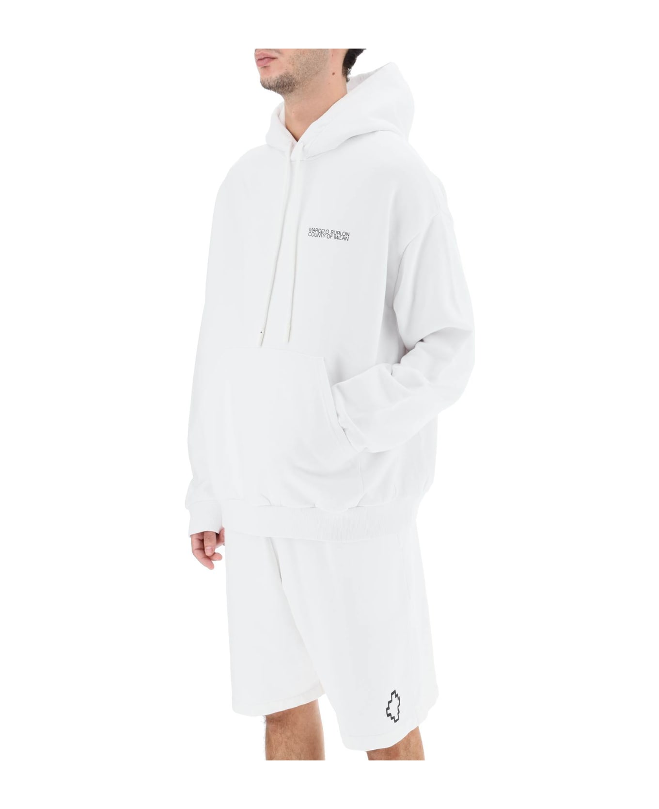 Marcelo Burlon Logo Hooded Sweatshirt - White