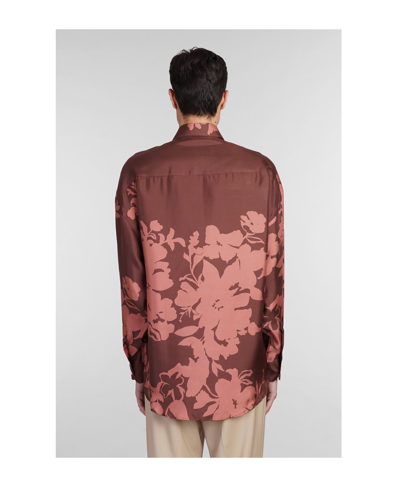 costumein Valentino Shirt In Brown Silk - brown