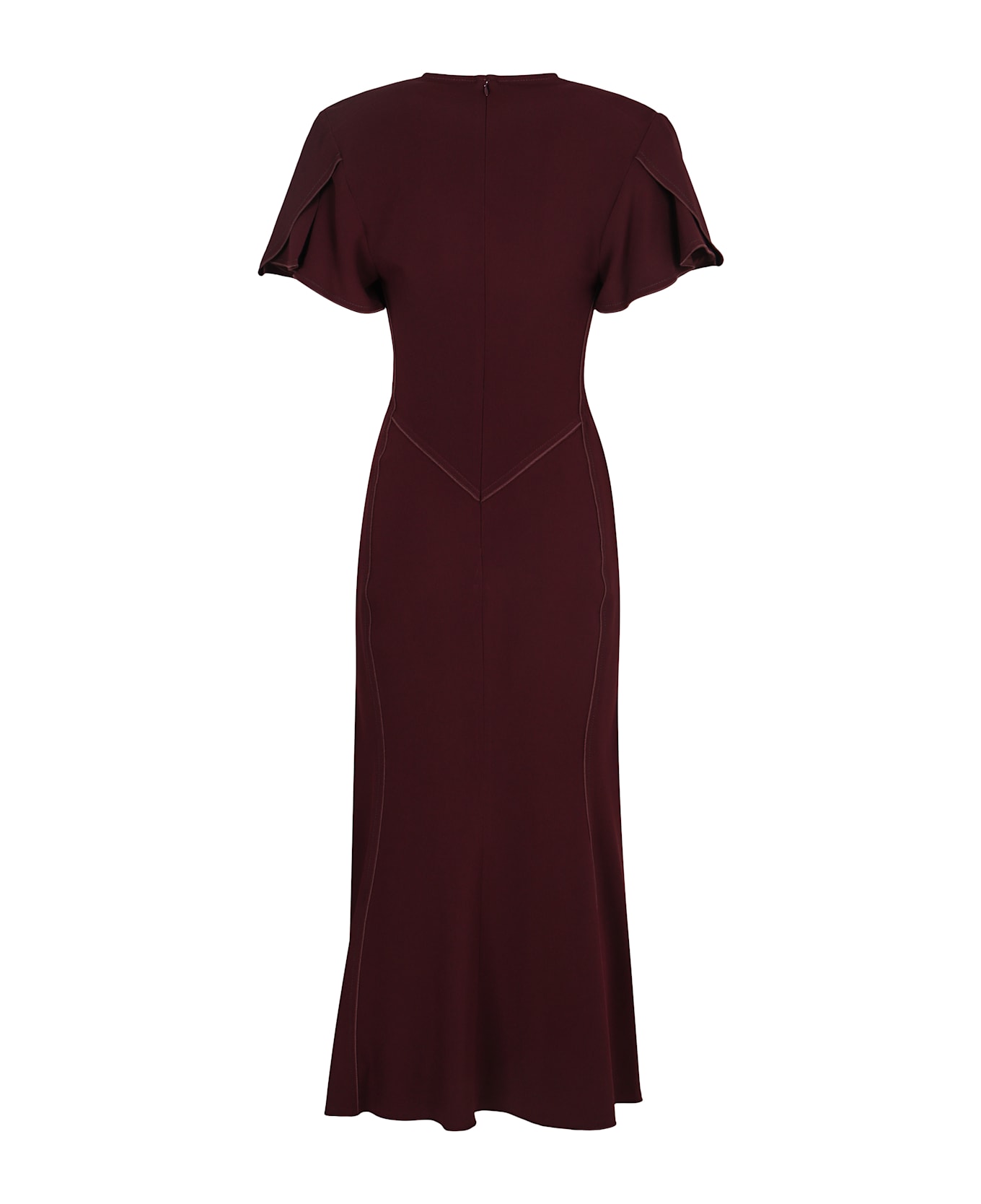 Victoria Beckham Midi Dress With V-neck - Burgundy