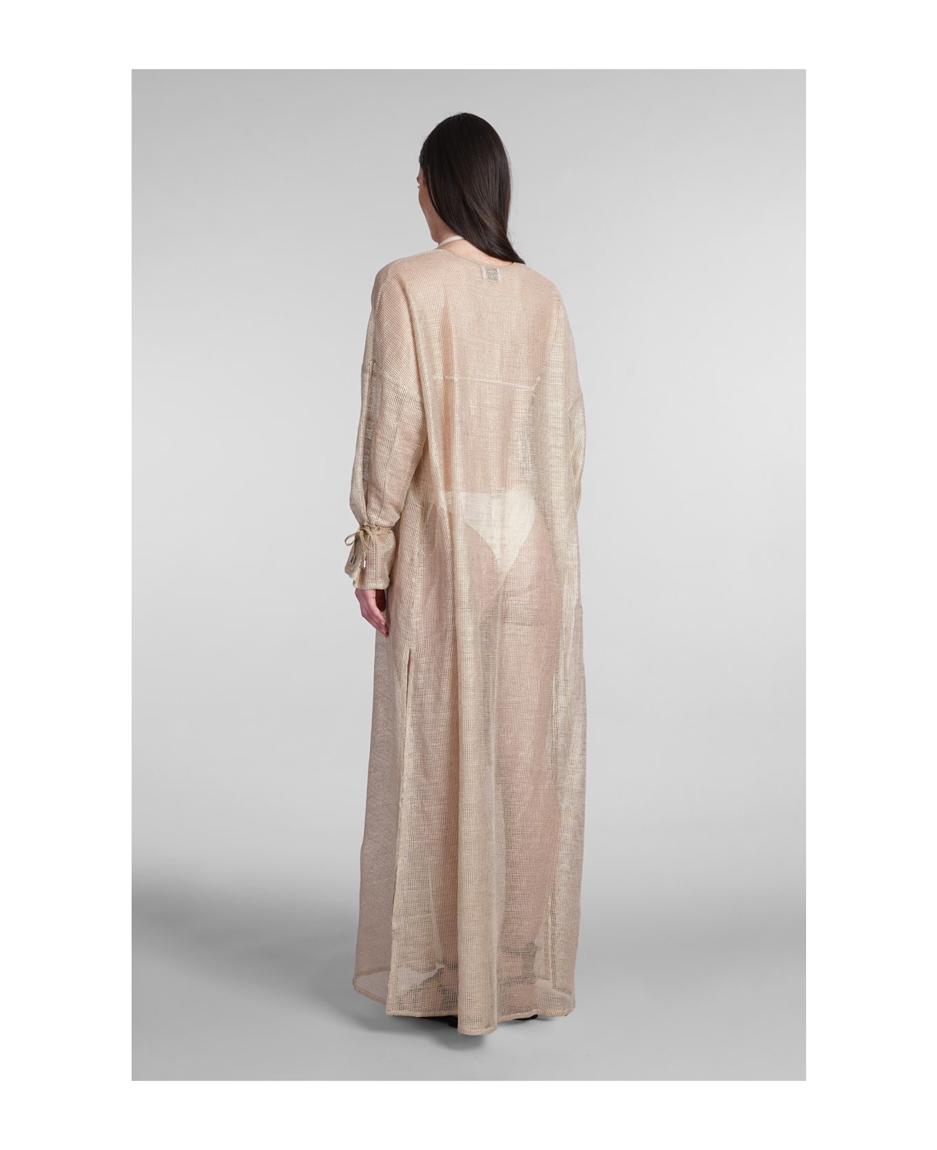 Holy Caftan Aminta Rt Dress In Gold Linen - gold