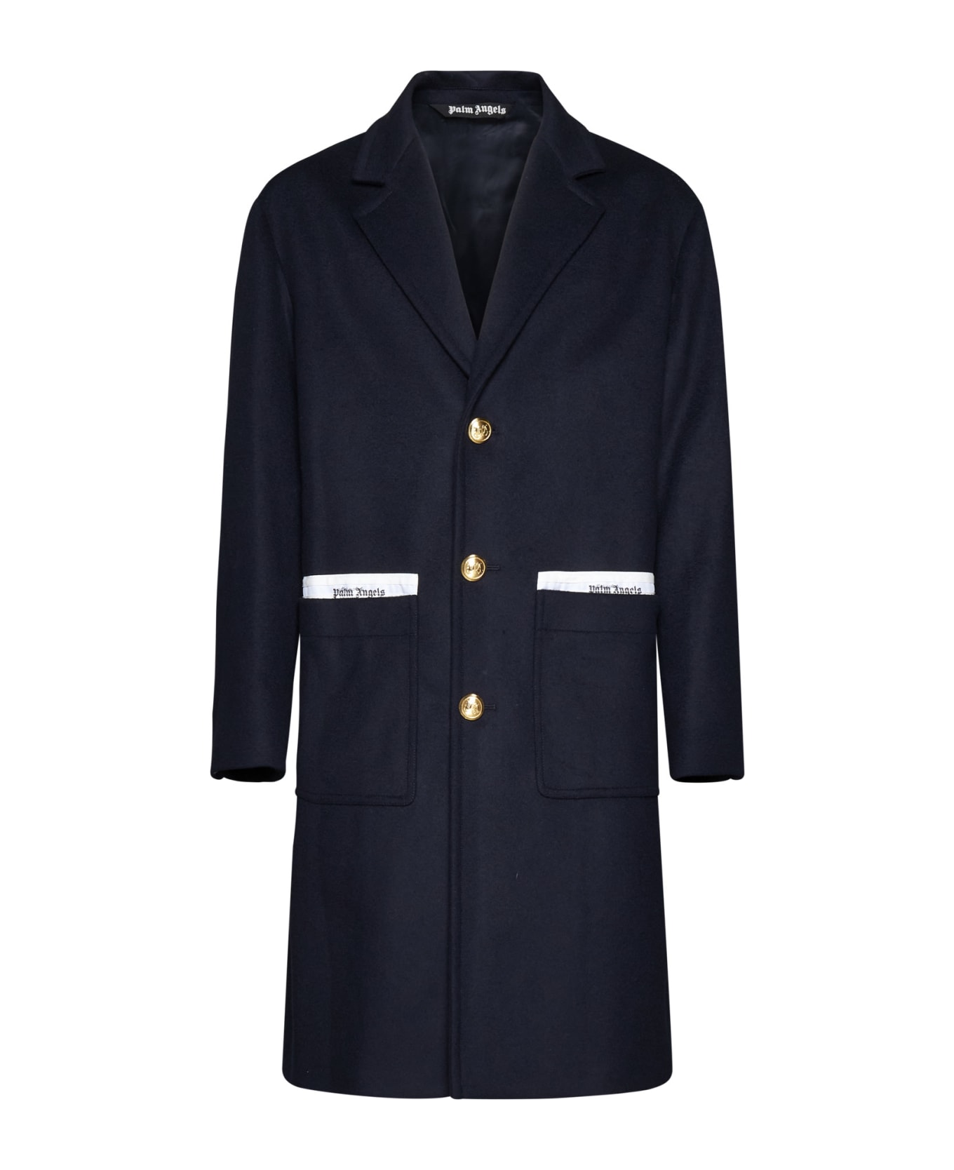 Palm Angels Virgin Wool And Cashmere Coat - Blue