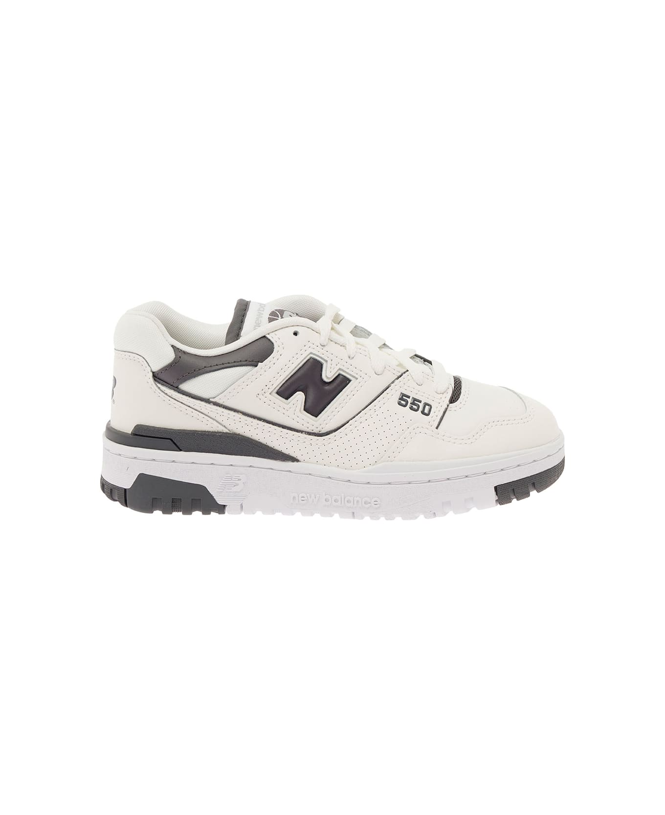 New Balance '550' White And Black Low Top Sneakers With Logo In Leather Woman - Black スニーカー