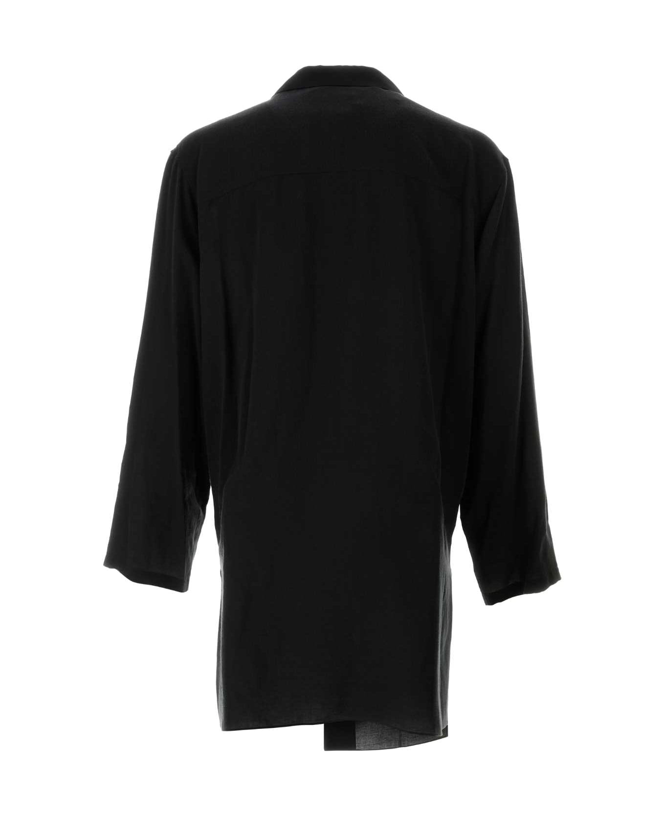 Yohji Yamamoto Black Cellulose Oversize Shirt - BLACK