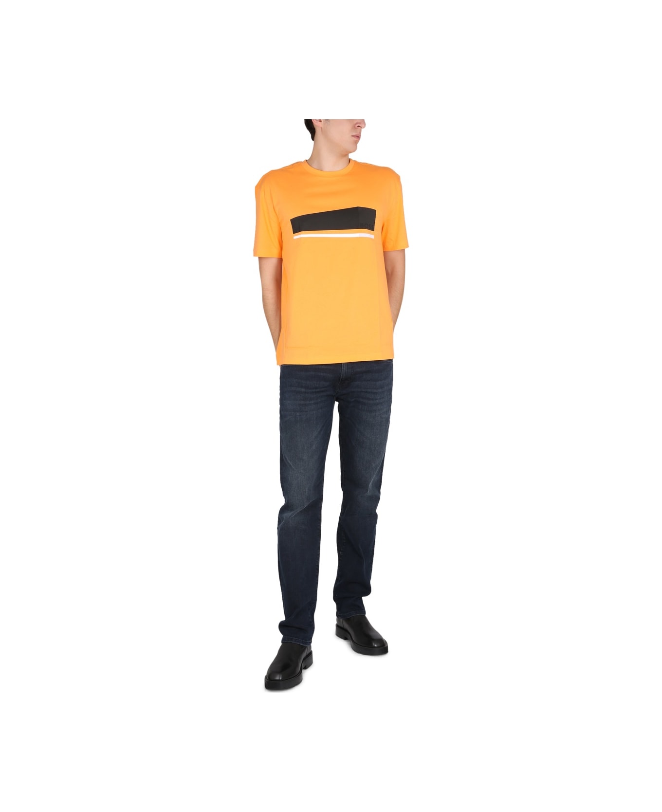Hugo Boss Logo Print T-shirt - ORANGE