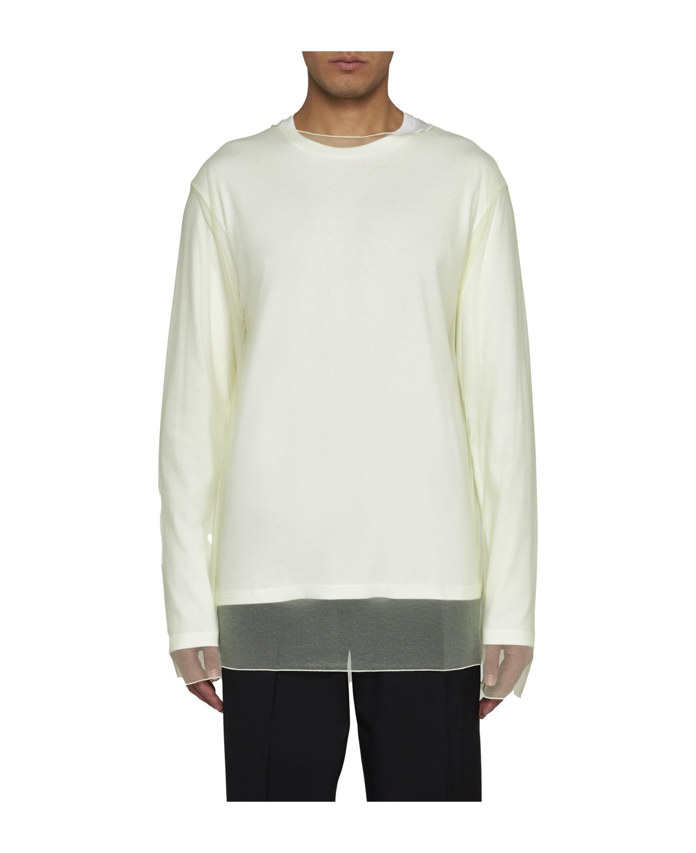 Jil Sander Logo Printed Long-sleeved T-shirt - Pistacchio cream (745 + 104) シャツ