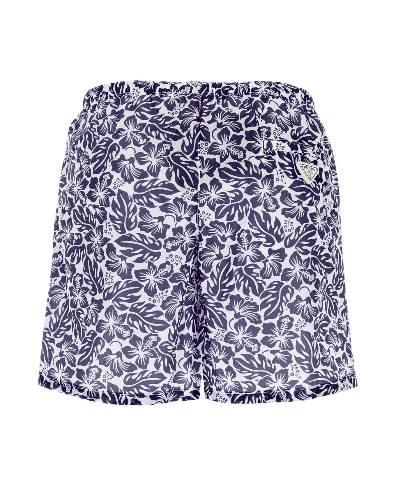 Prada Printed Nylon Swimming Shorts - BLEU