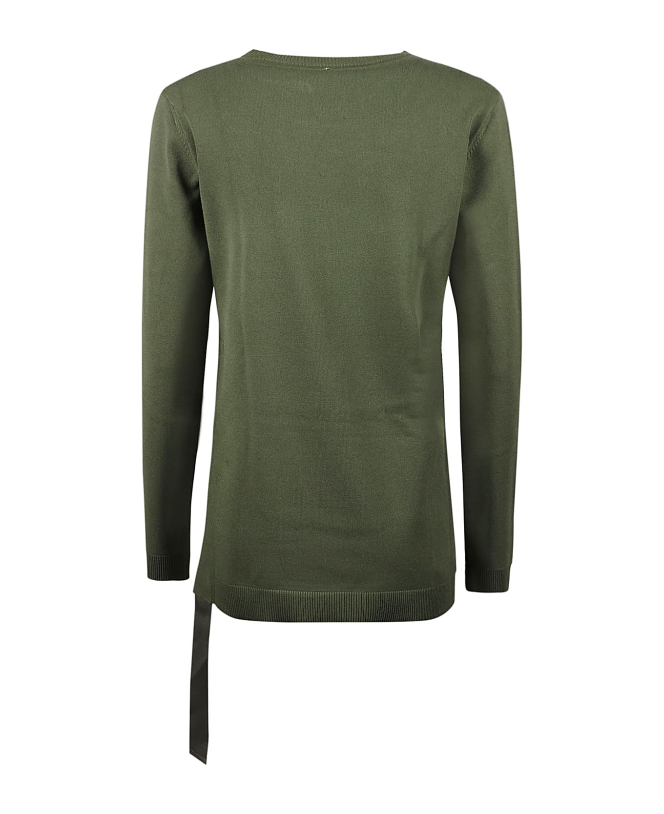 Dondup Side Slit Bow Detail Round Neck Sweater - Green Military