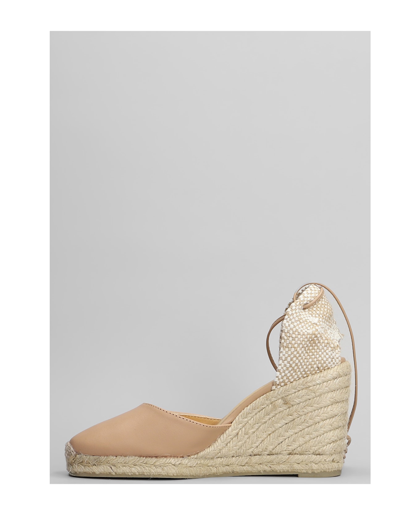 Castañer Carina-8-250 Wedges In Powder Leather And Fabric - powder