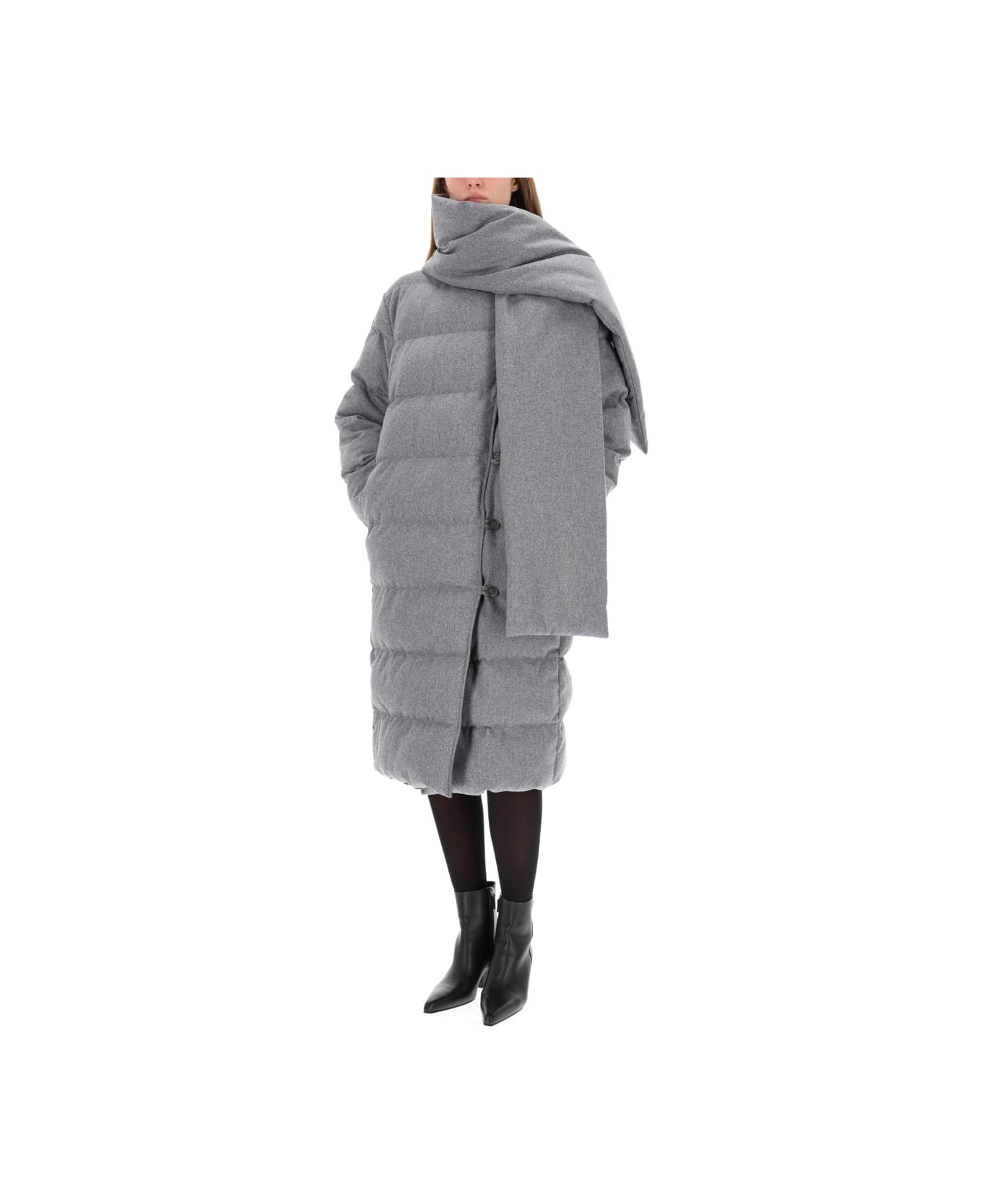 Hugo Boss Reversible Coat With Scarf - GREY