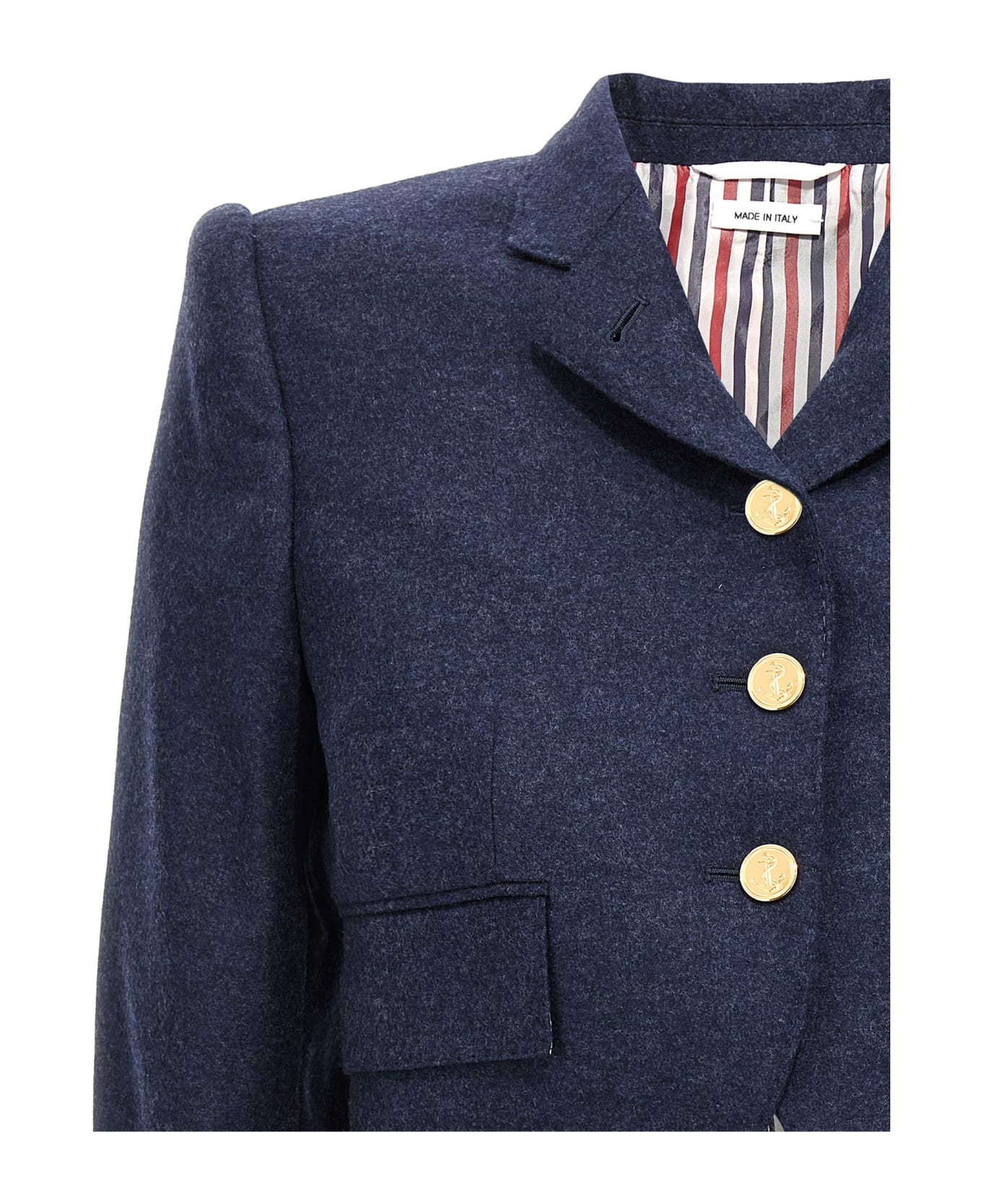 Thom Browne Cropped Flannel Jacket - Blue
