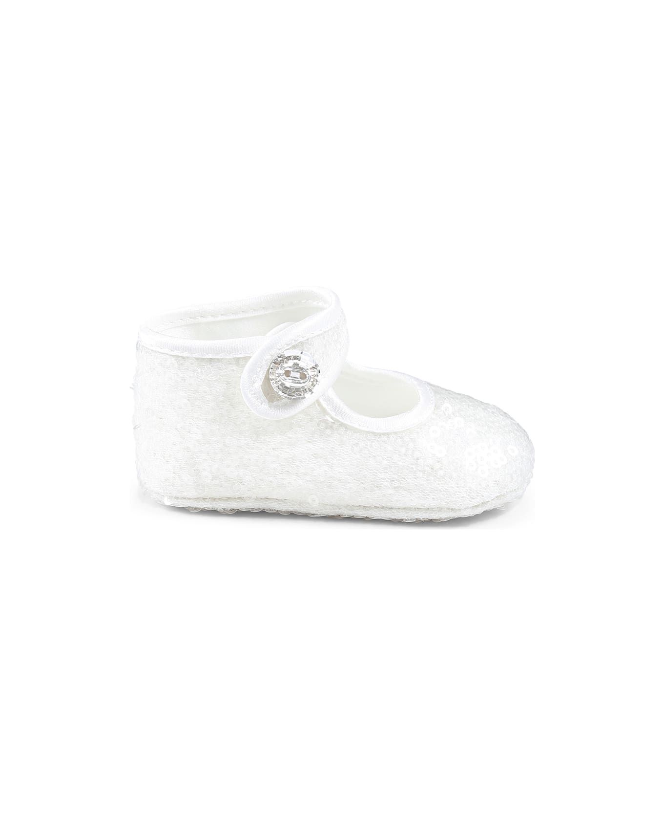 Monnalisa White Ballet Flats For Baby Girl - White