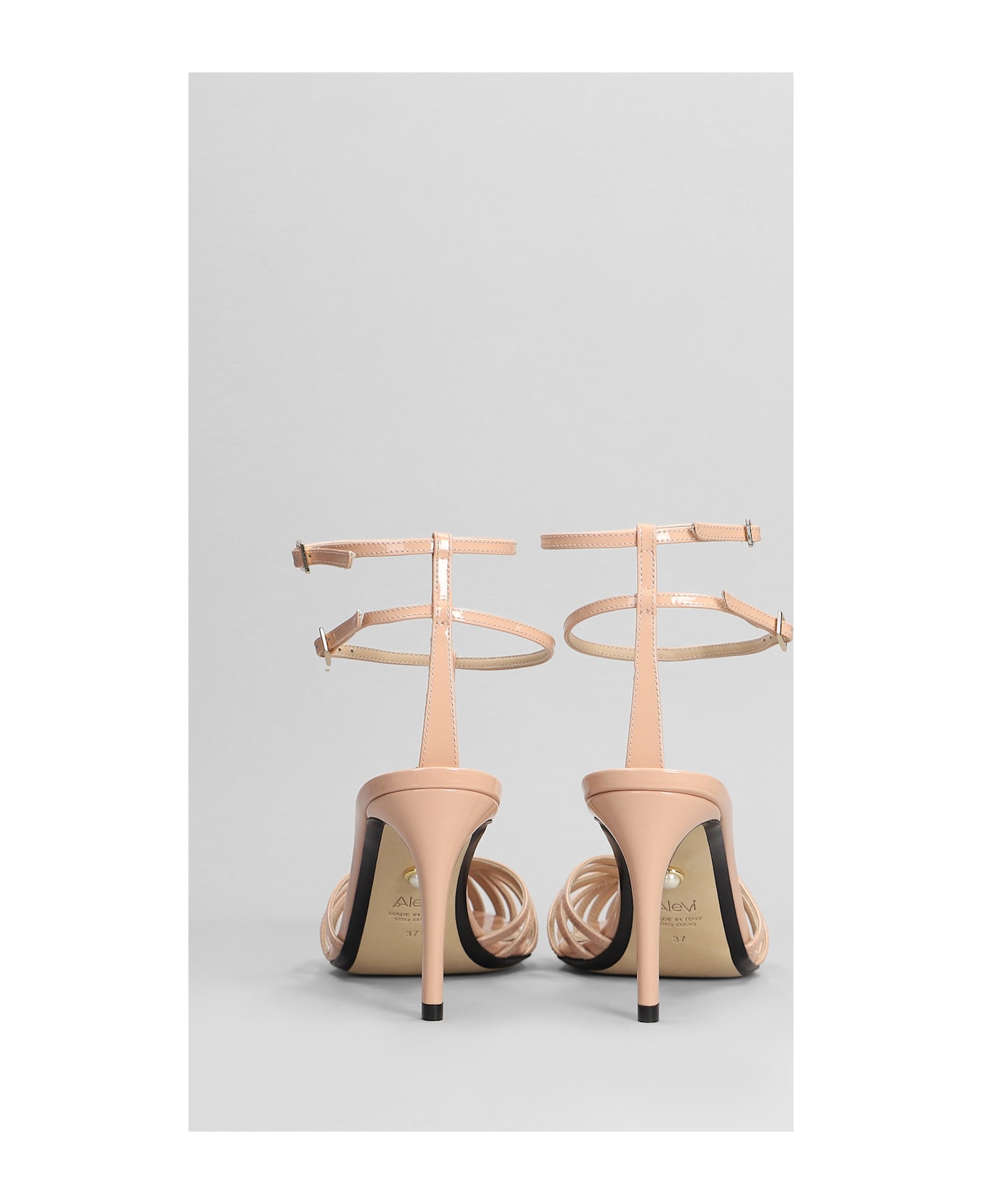 Alevì Anna 80 Sandals In Powder Patent Leather - powder