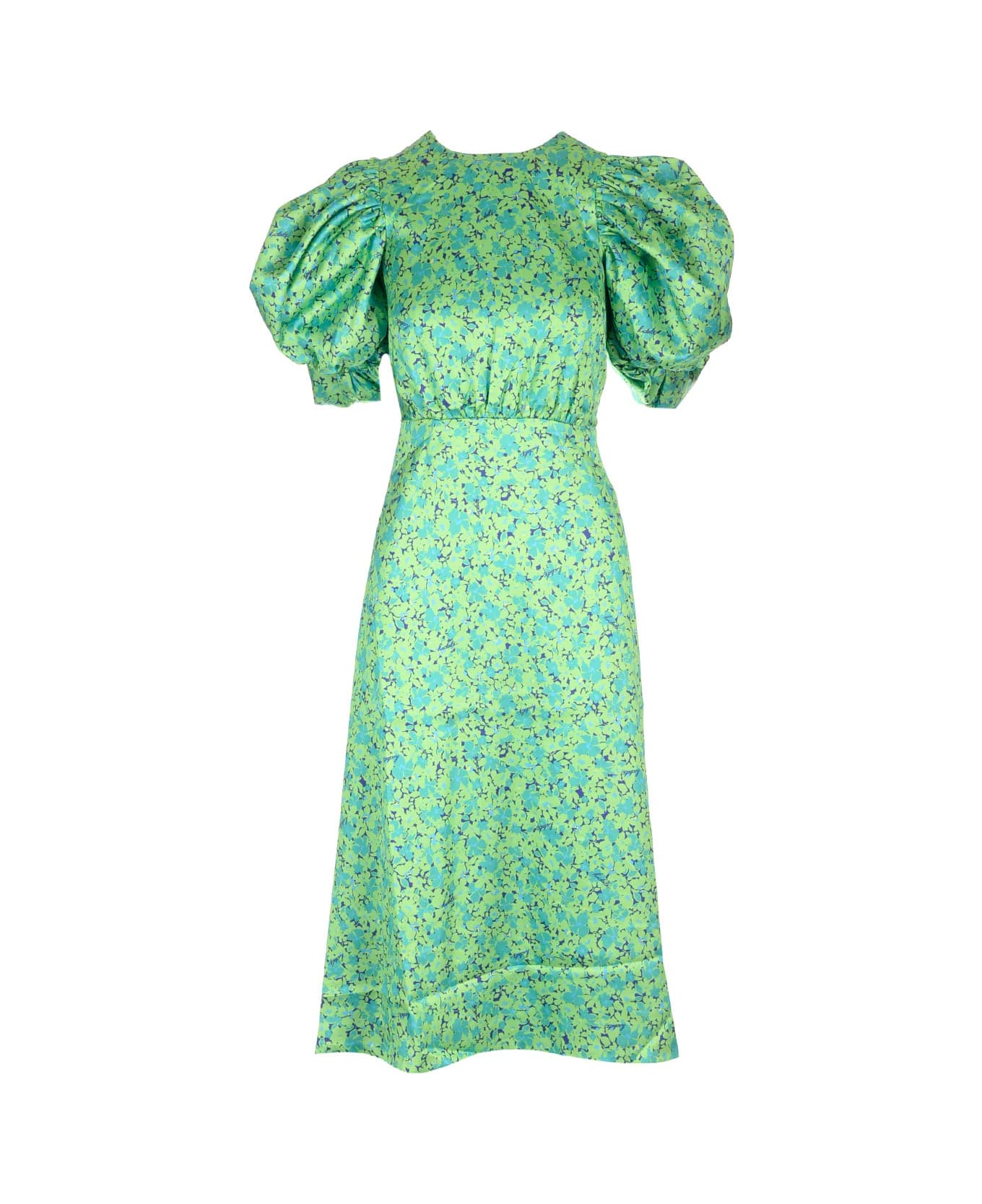 Rotate by Birger Christensen Midi Dress With Puff Sleeves - Green