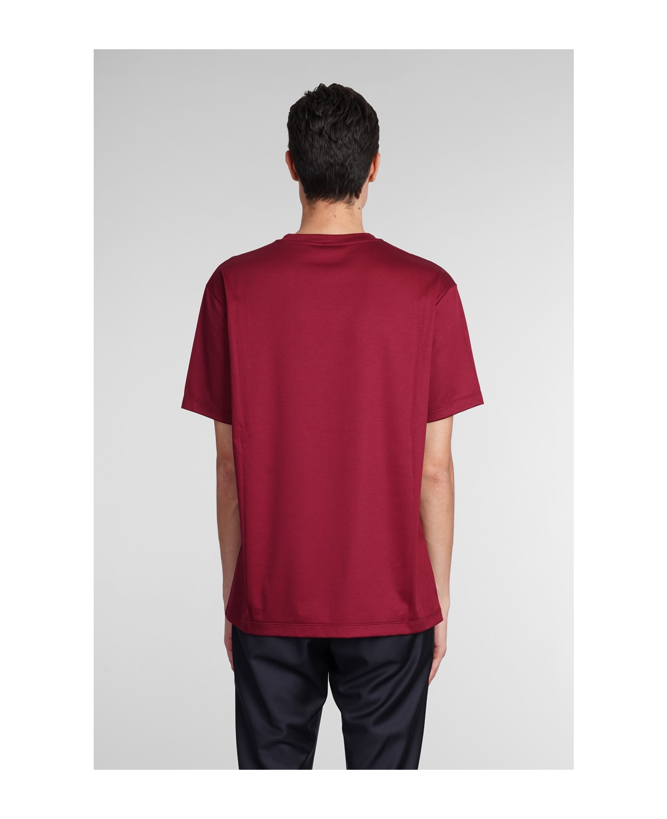 Giorgio Armani T-shirt In Bordeaux Cotton - bordeaux