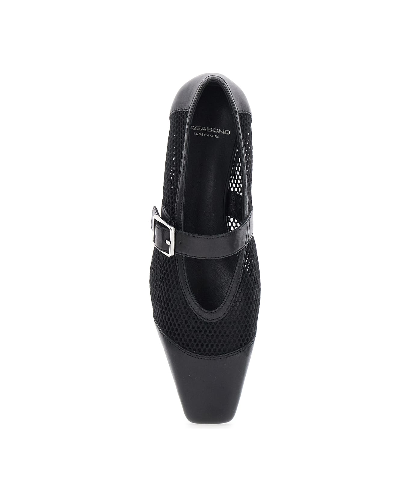 Vagabond 'wioletta' Black Ballerinas With Adjustable Strap And Perforated Design In Leather Woman - Black