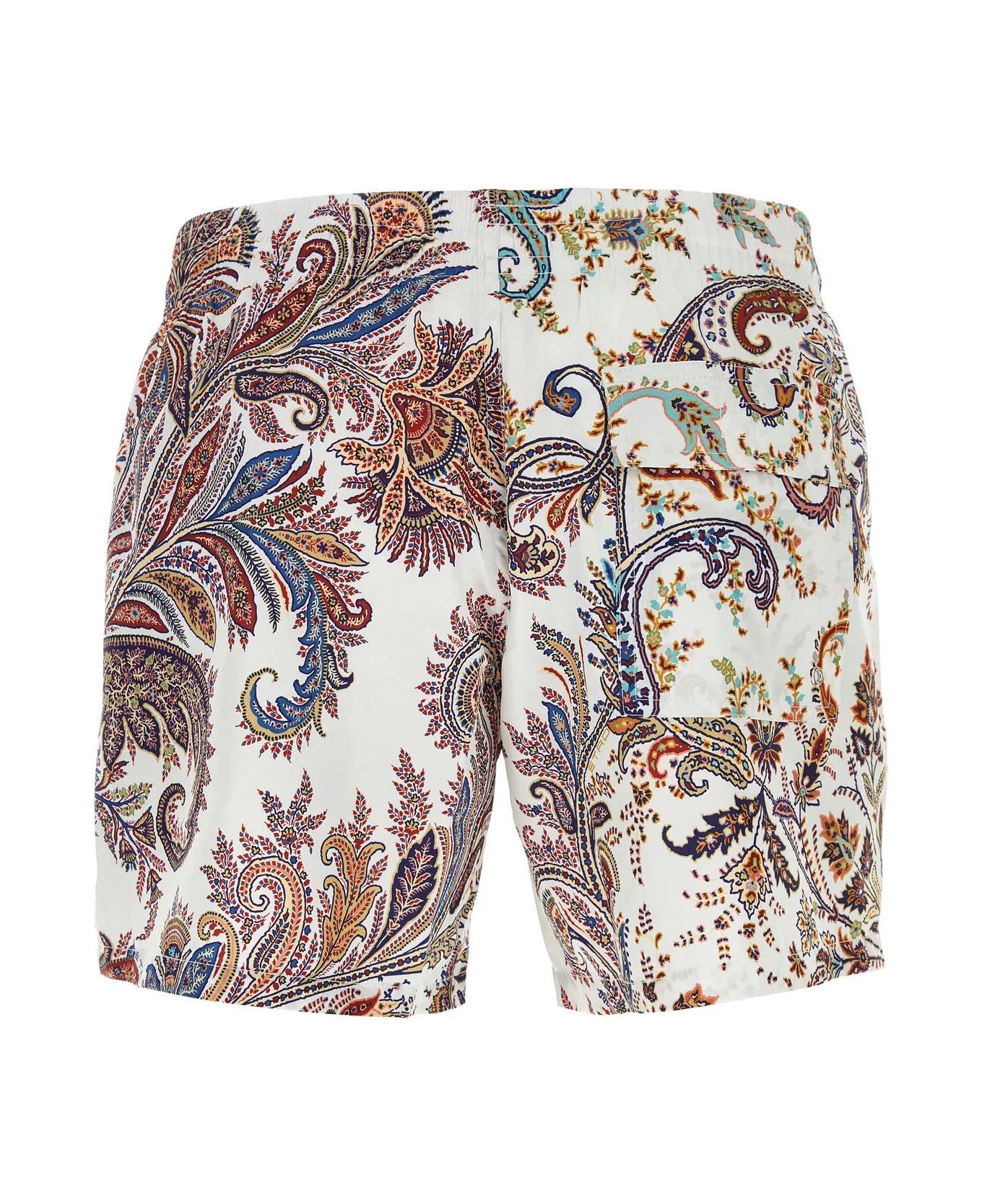 Etro Printed Polyester Swimming Shorts - White 水着
