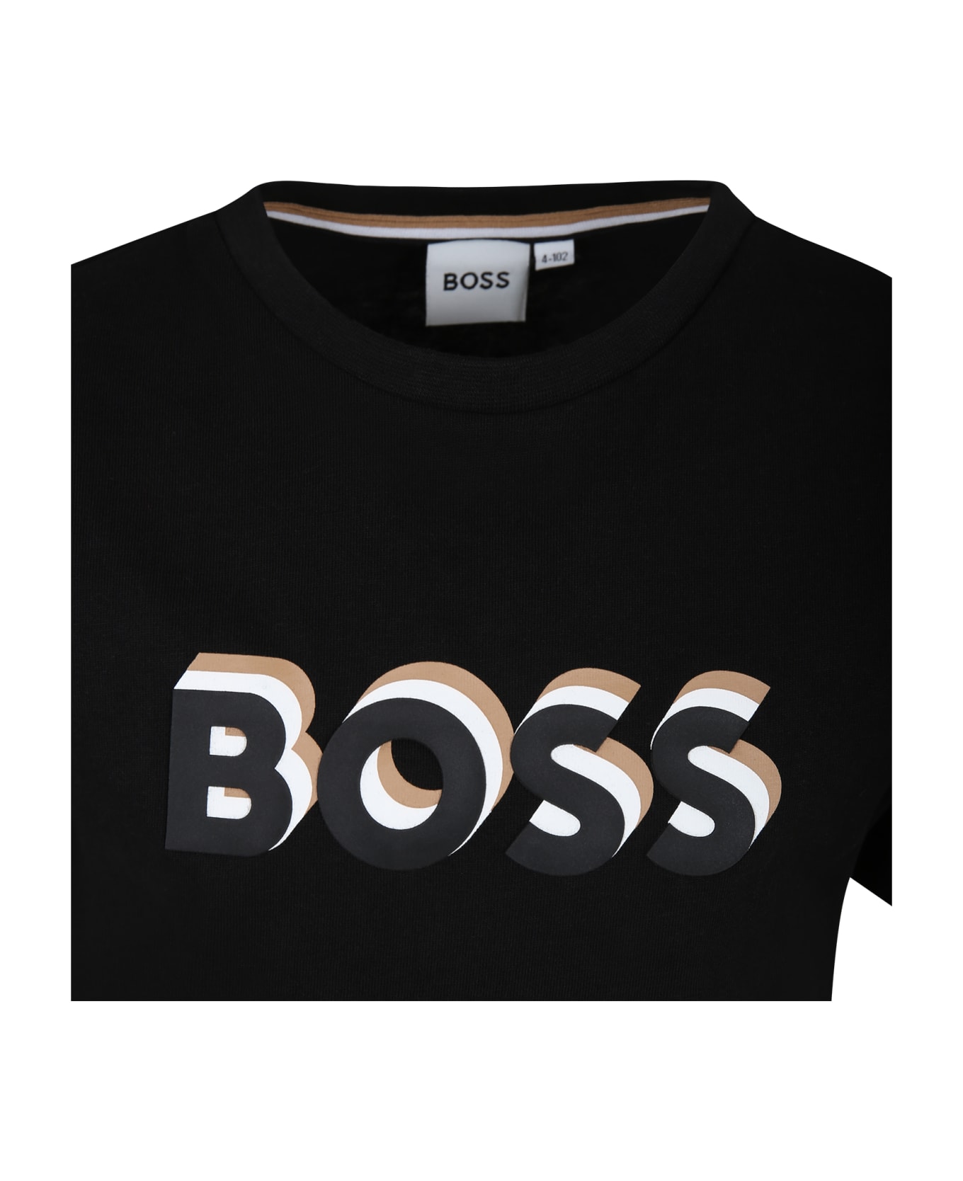 Hugo Boss Black T-shirt For Boy With Logo - Black Tシャツ＆ポロシャツ
