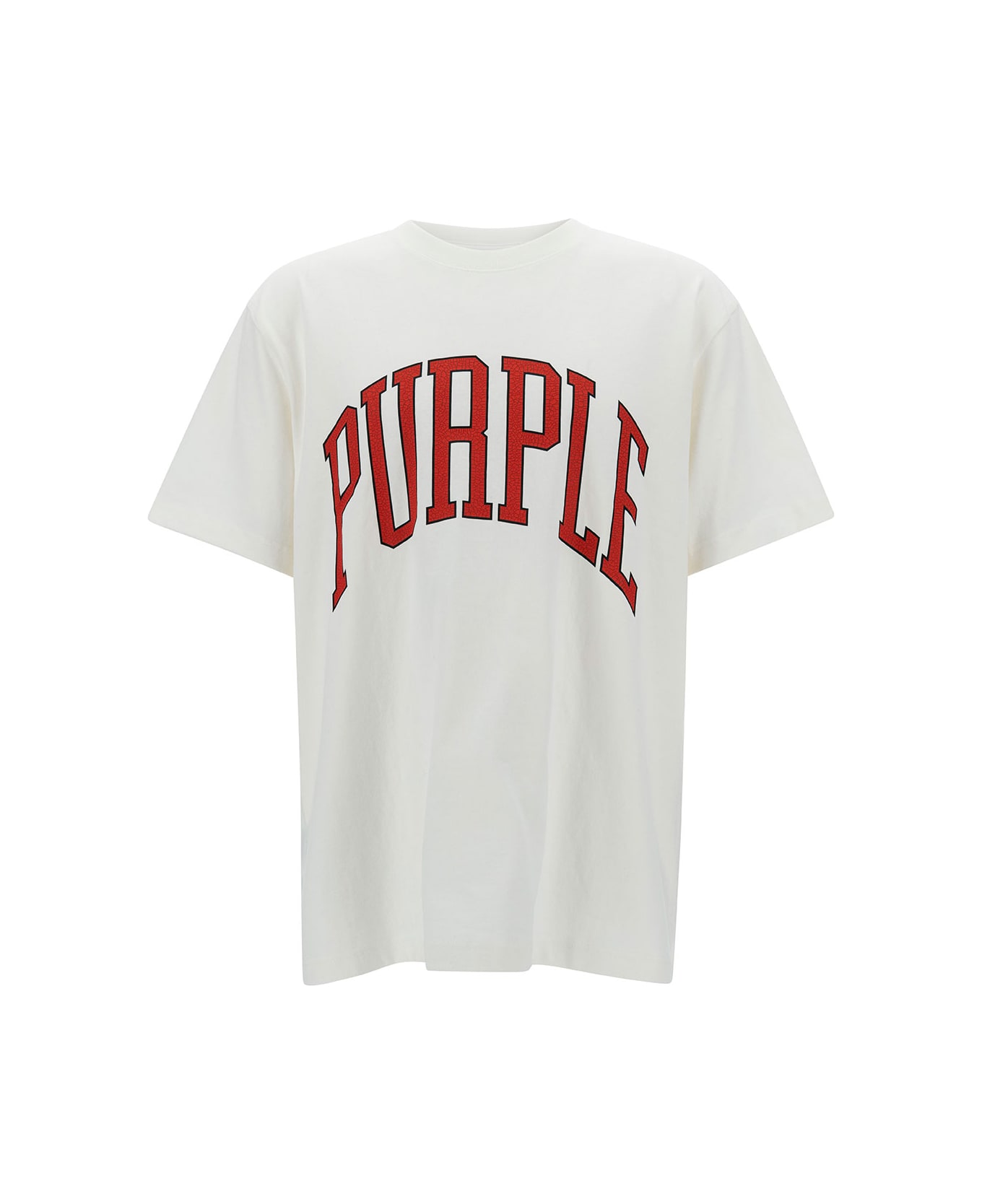 Purple Brand White Oversized T-shirt With Logo Lettering Print In Cotton Man - White シャツ