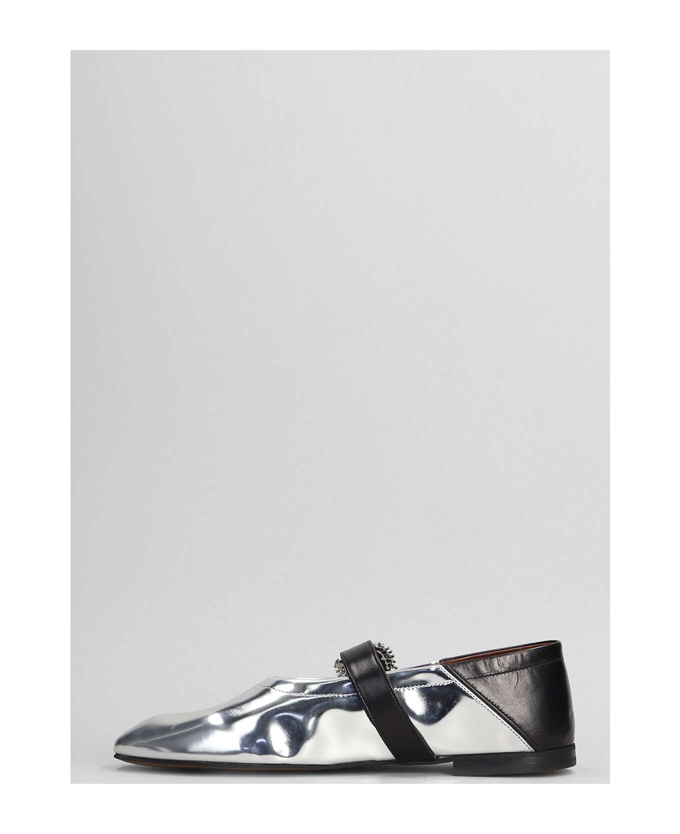 Wales Bonner Ballerina Buckle Ballet Flats In Silver Leather - Silver