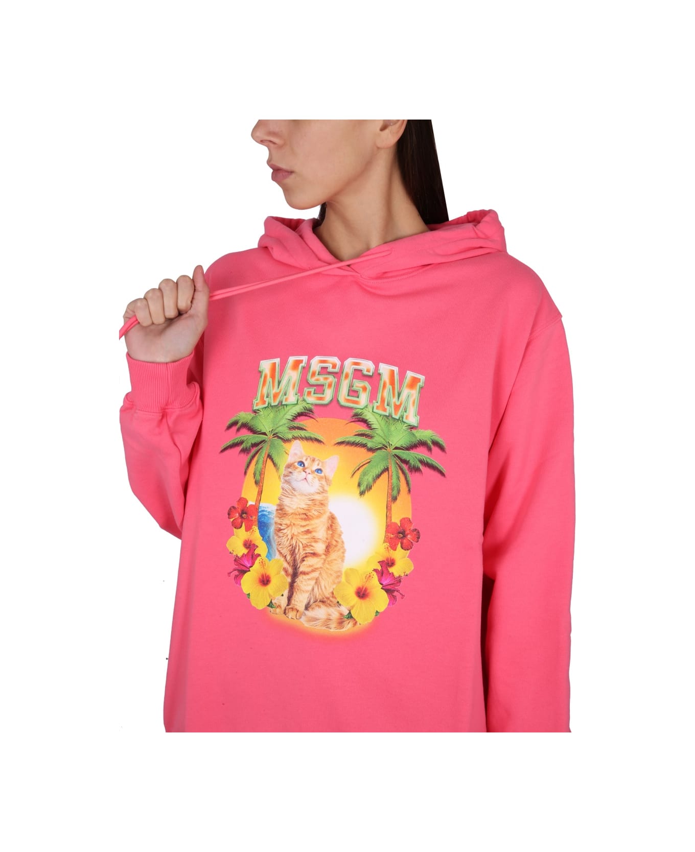 MSGM Sweatshirt With Logo - FUCHSIA