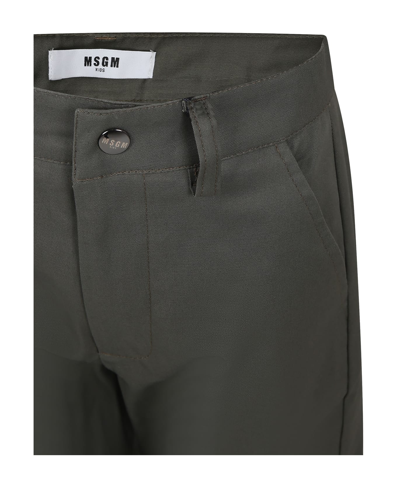 MSGM Green Casual Trousers For Boy - Green
