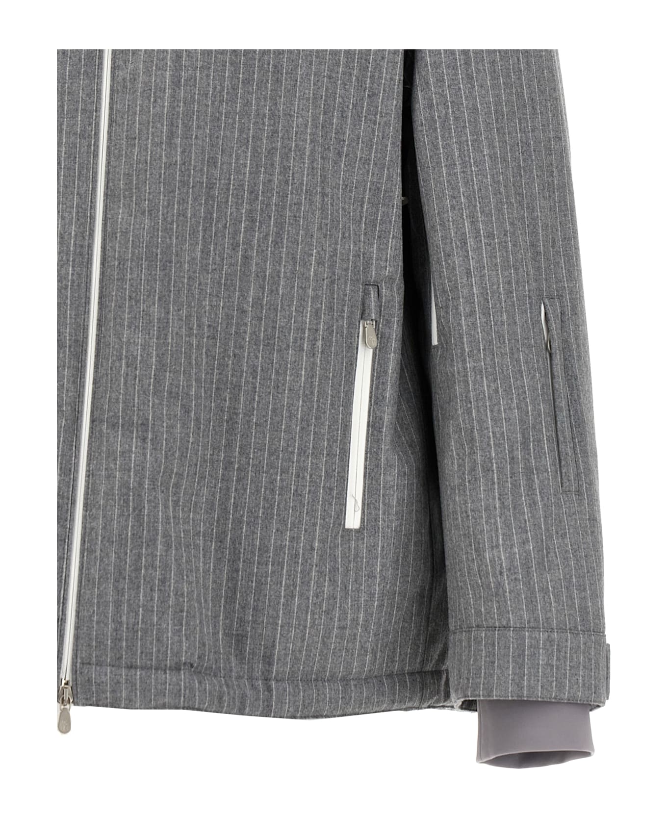 Brunello Cucinelli Pinstriped Bomber Jacket - Gray