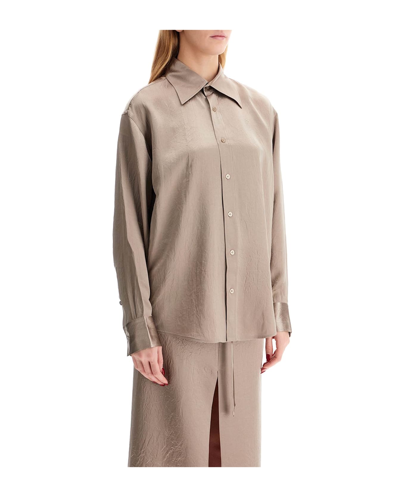 Filippa K Satin Ruffled Shirt - Beige