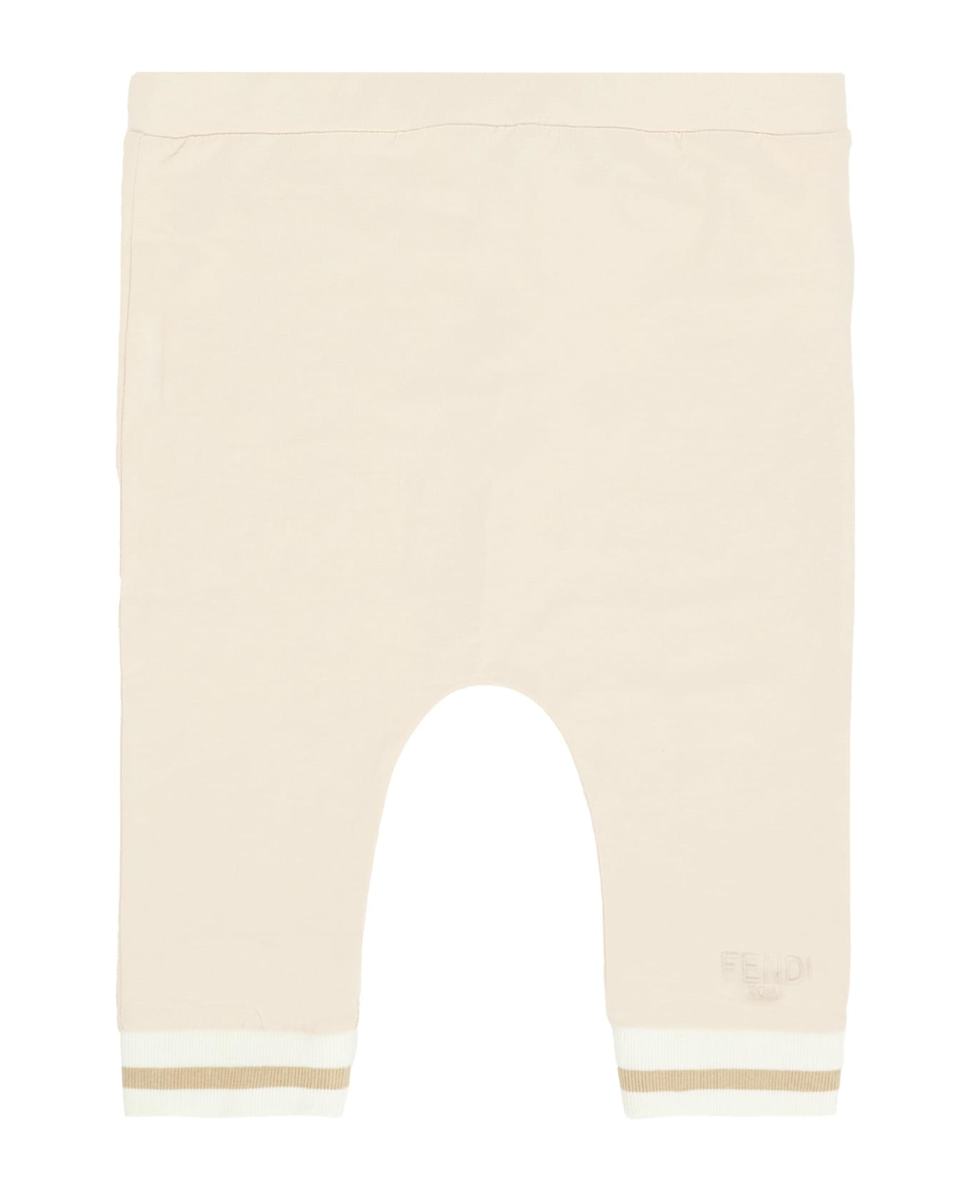 Fendi Beige Trousers For Babykids With Logo - Beige