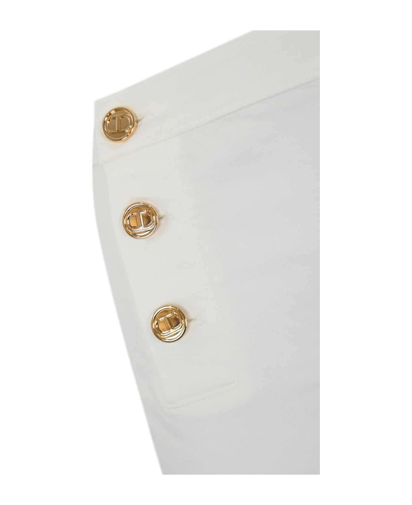 TwinSet Wide Leg Trousers In White Denim - NEVE