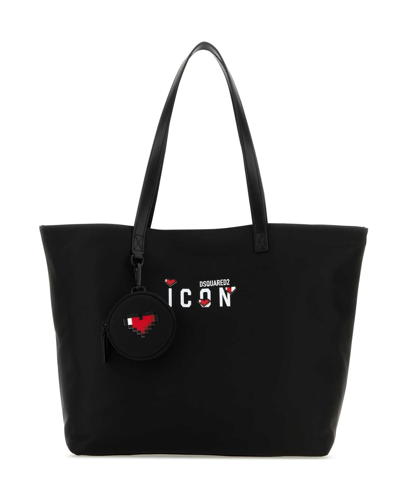 Dsquared2 Black Nylon Icon Shopping Bag - BLACK