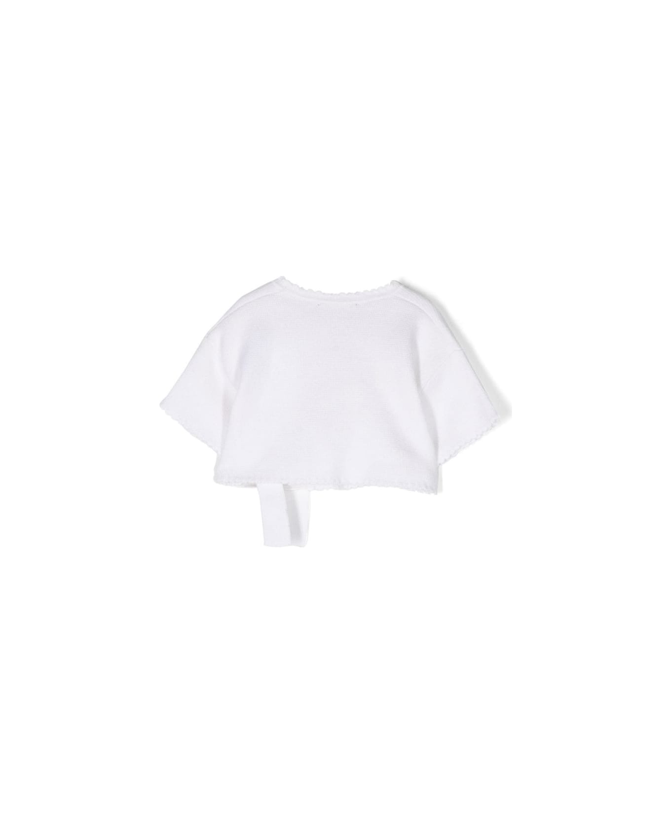 Il Gufo Cross Cardigan With Short Sleeves - WHITE