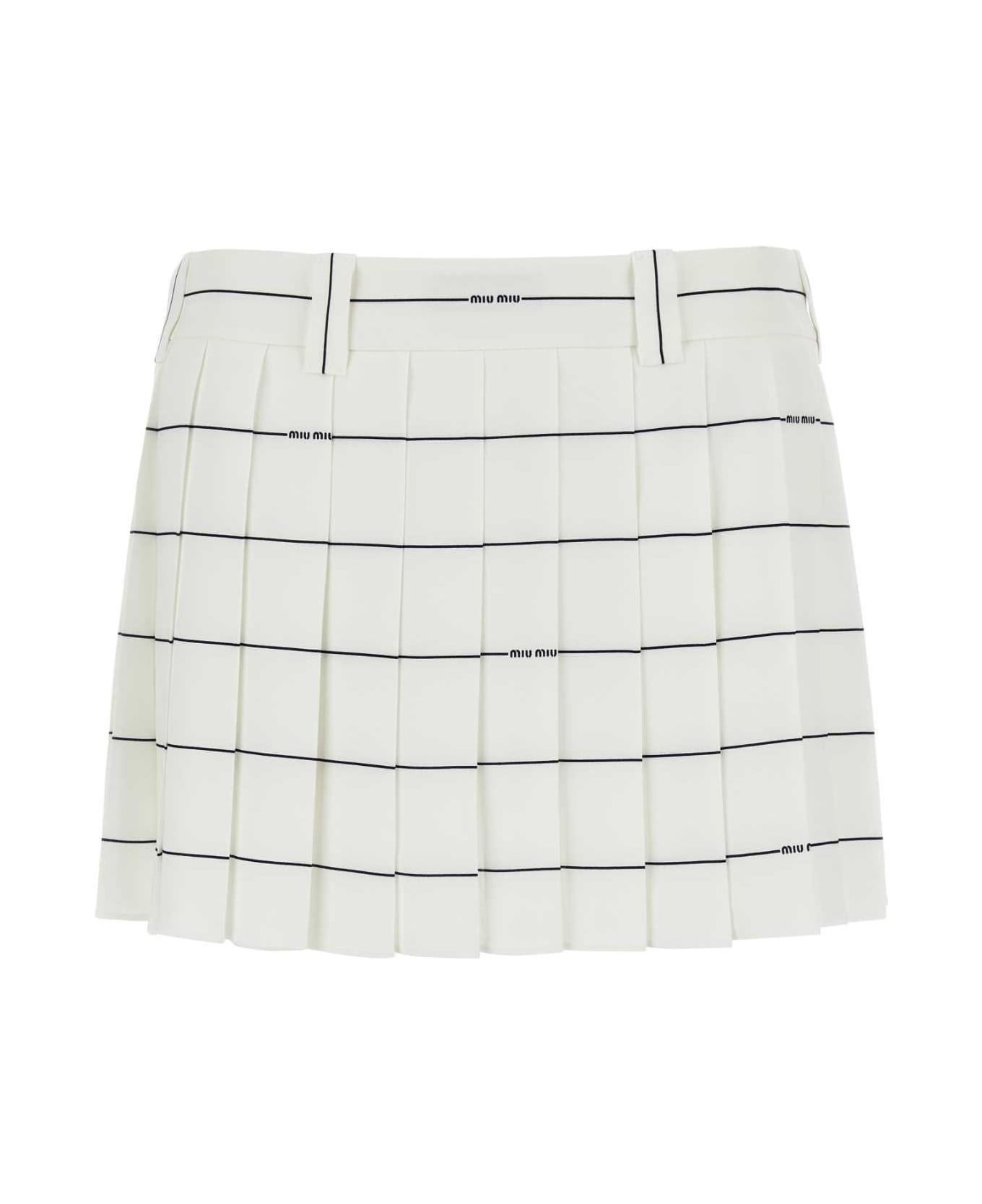 Miu Miu Printed Crepe Mini Skirt - BIANCOBLU