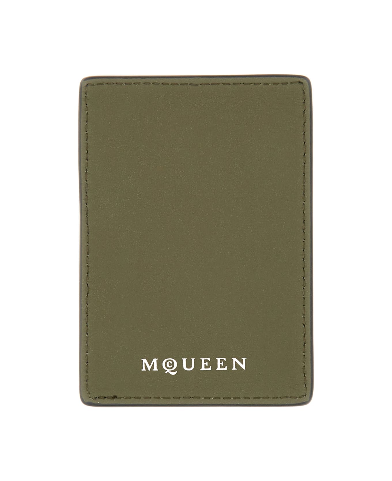 Alexander McQueen Magnetic Card Holder "skull" - BROWN