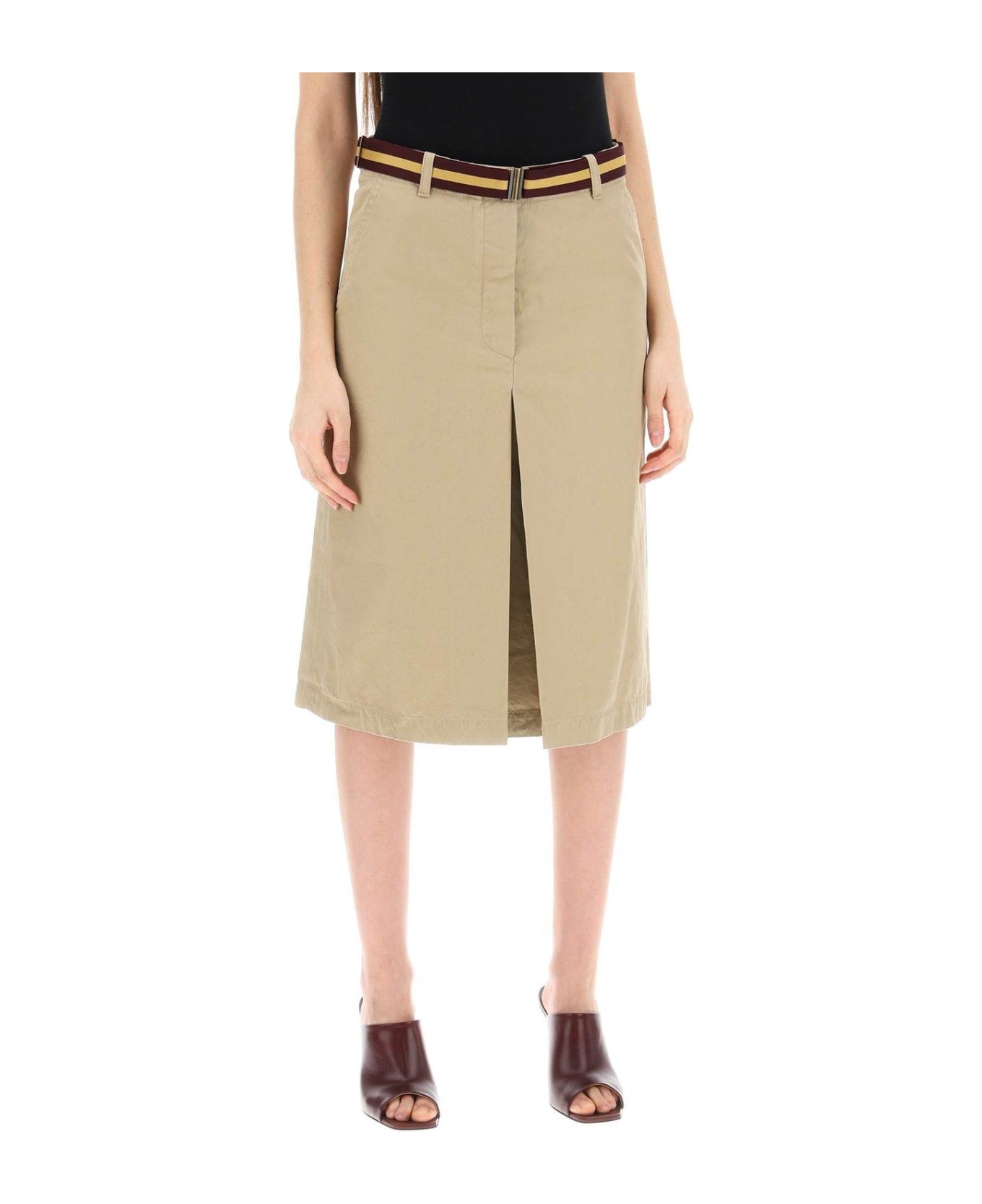 Dries Van Noten Slit Detailed Belted Skirt - Beige スカート
