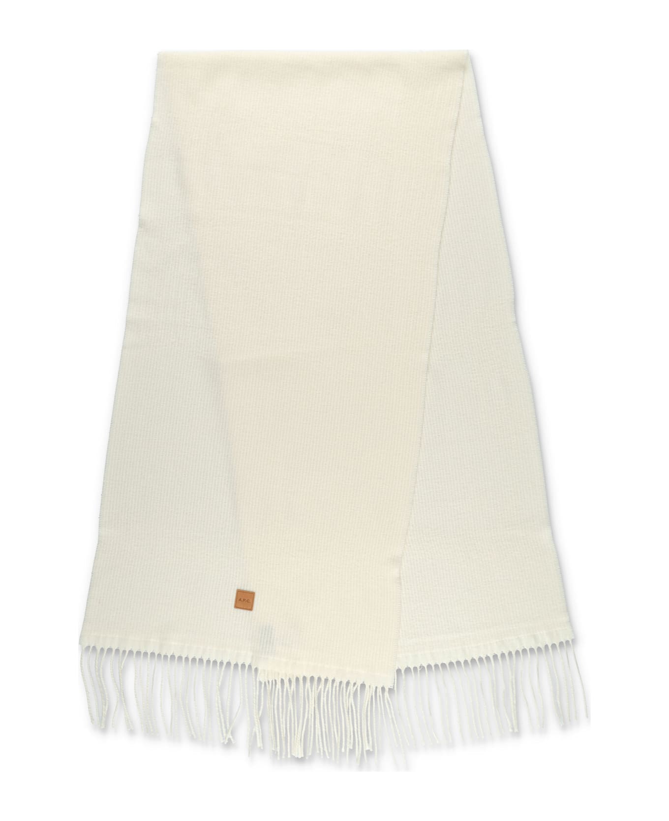 A.P.C. Aria Wool Scarf With Logo - ECRU