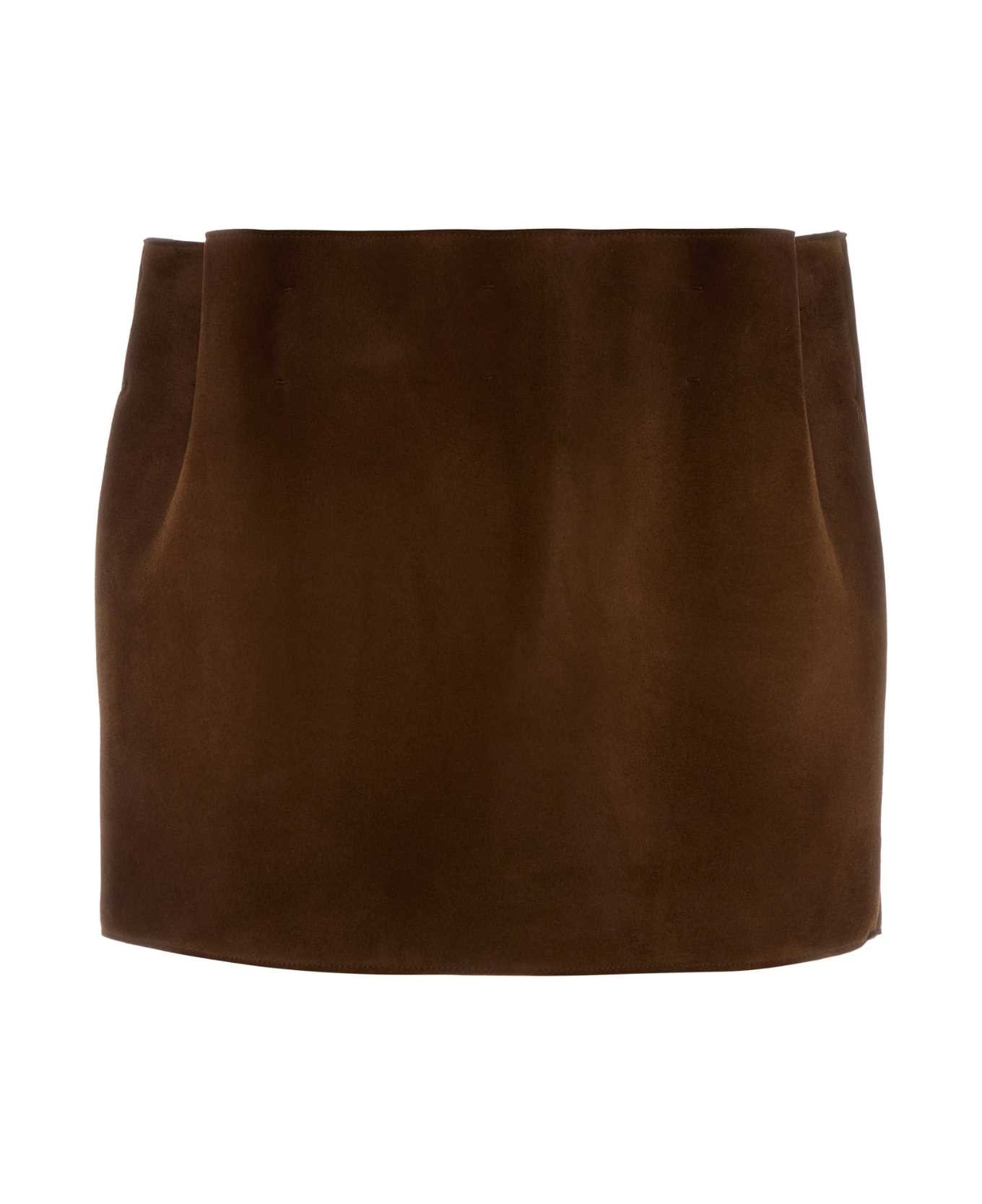 Prada Brown Suede Mini Skirt - CACAO